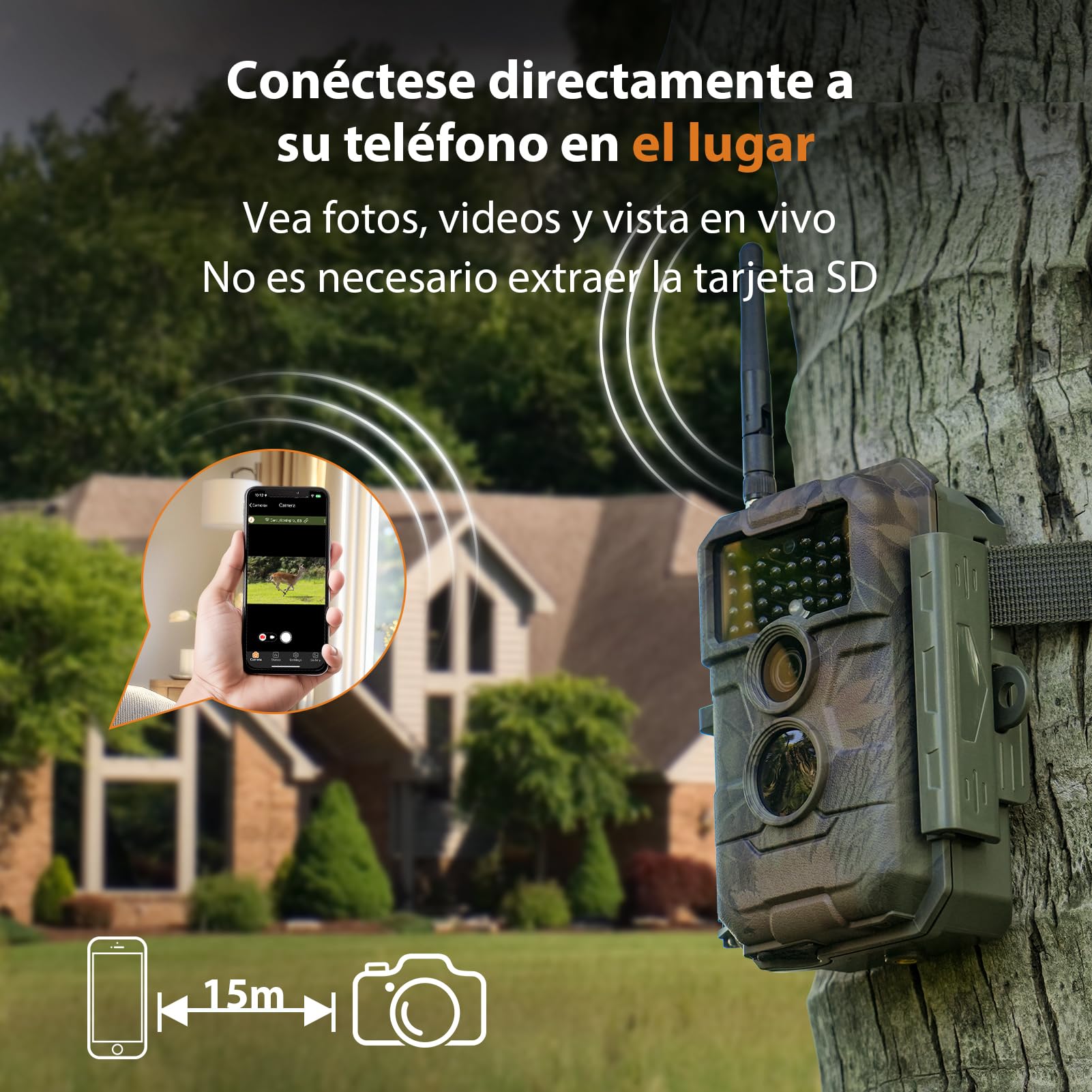 GardePro E6 Câmaras de Caça WiFi con Antena y App 48MP 1296P H.264 Vidéo, Camara Fototrampeo con Alcance de Visión Nocturna de 25m y Amplio Campo de Visión de 110°