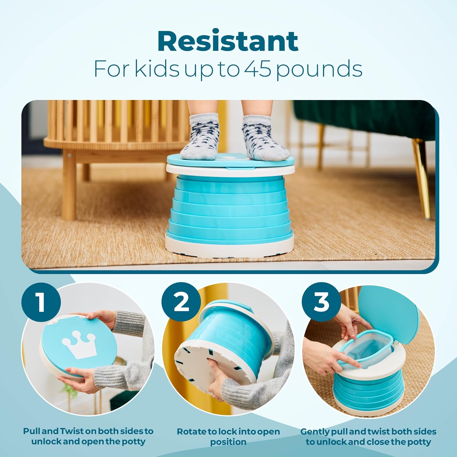 Portable Potty, Travel Potty Training For Car, Collapsible Toddler potty Chair - Blue