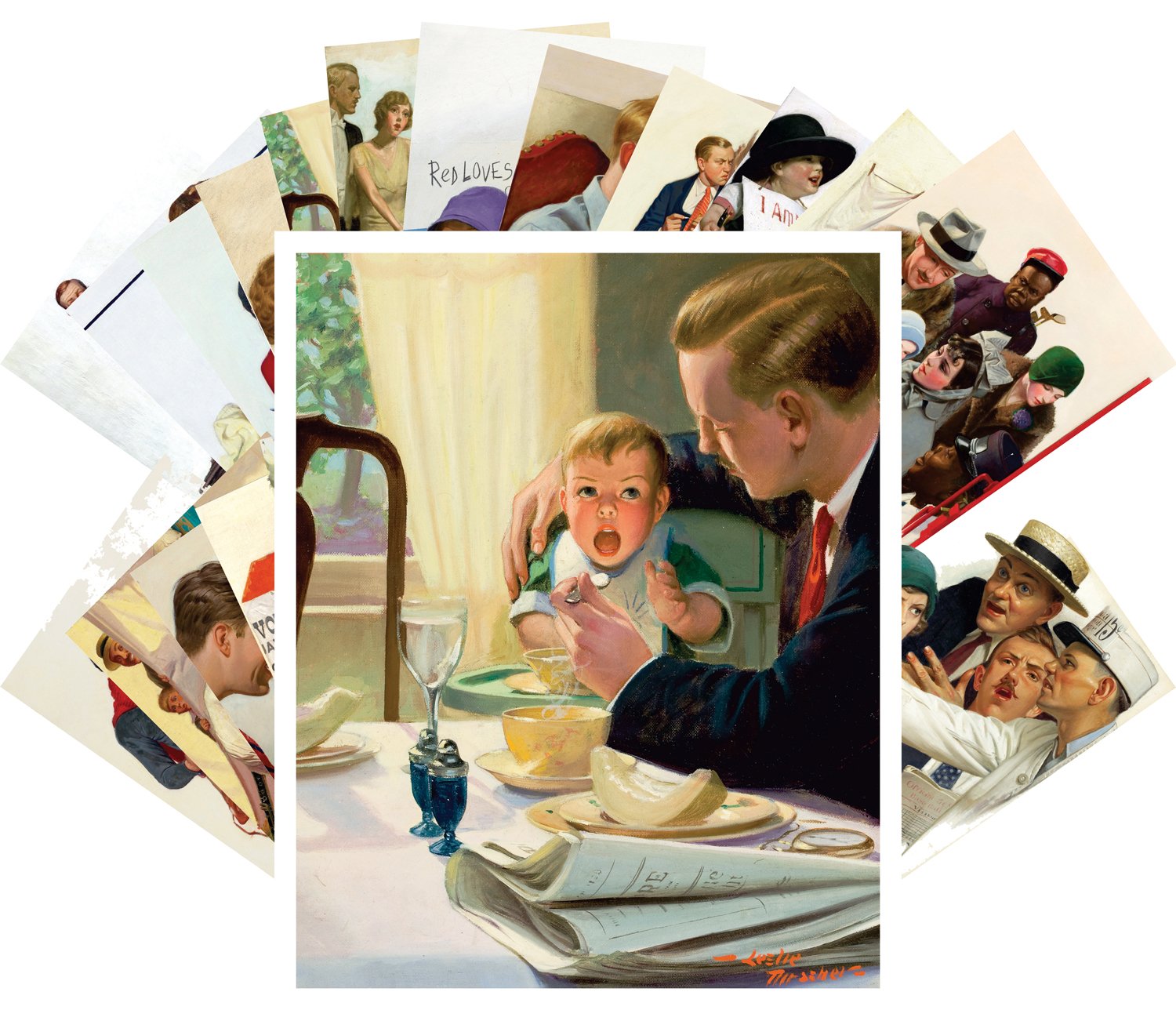 PIXILUV Vintage PostCards 24 pcs Americana Fifties Vintage Illustrations Family Magazine Covers