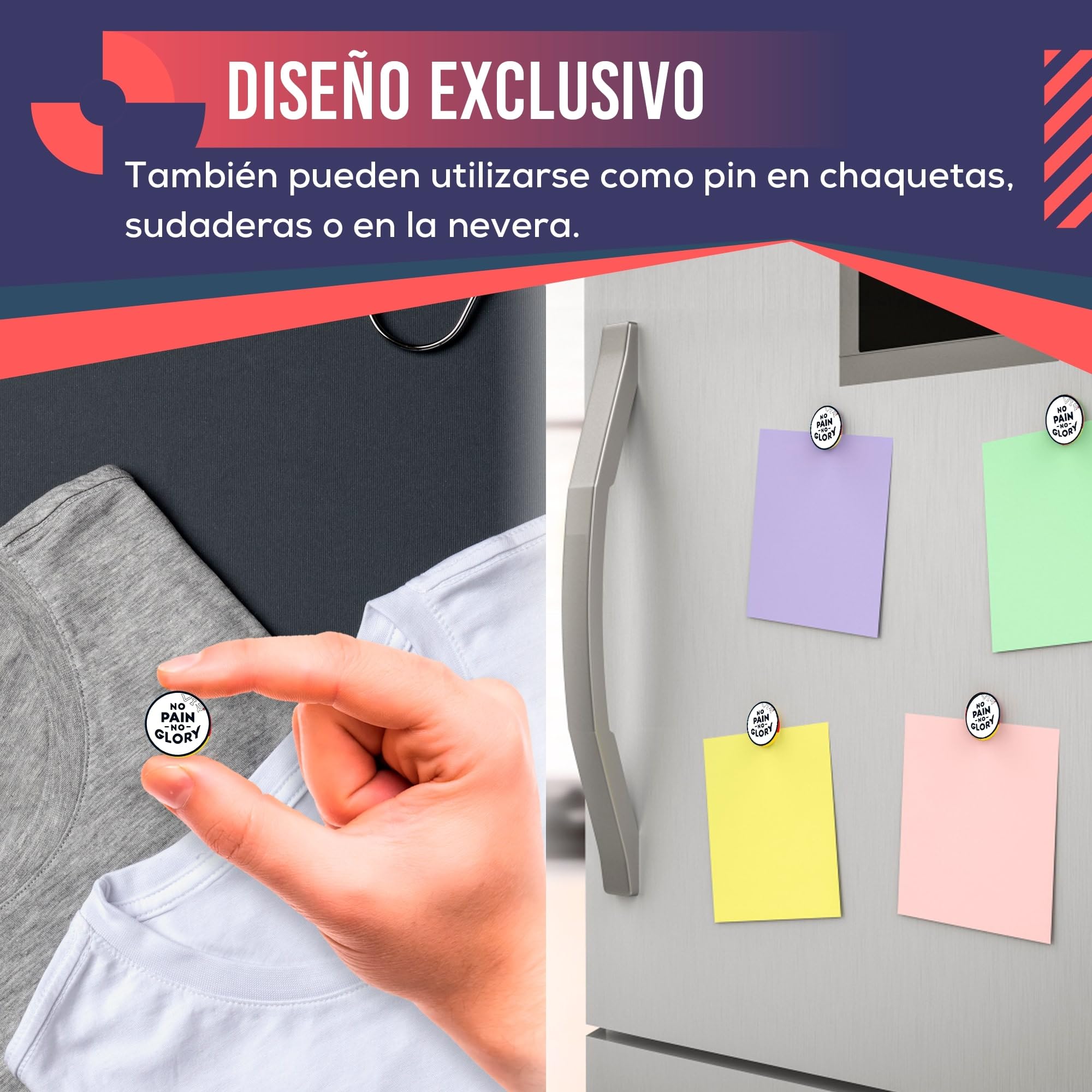 VERY IMPORTANT RUNNER - Pack de 4 Imanes Deportivos con Bolsa Impermeable - Imanes Sujeta Dorsales para Running y Triatlón 18mm - Sujeción Segura Sin Agujeros en la Ropa - Diseño No Pain No Glory — view 7