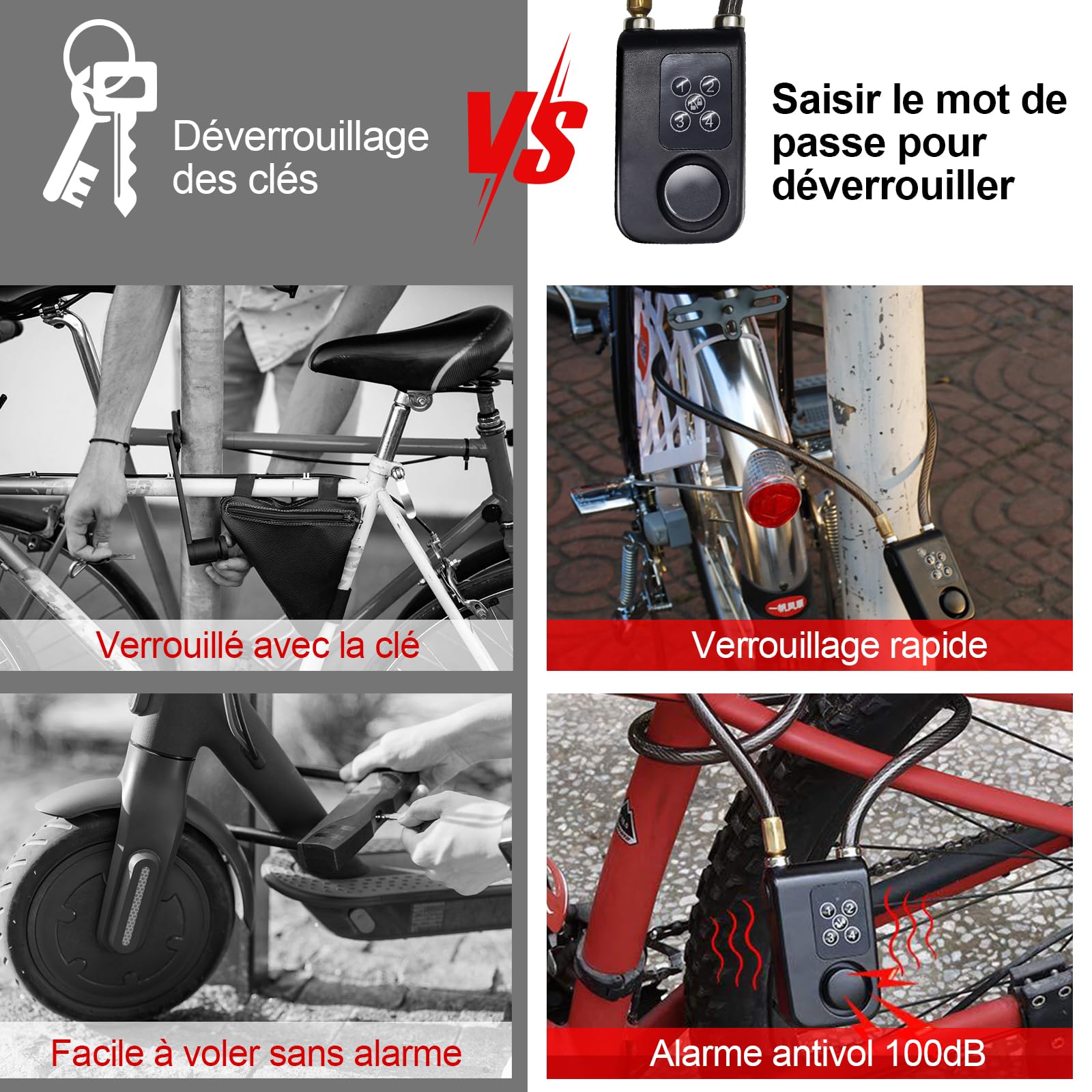 Antivol vélo connecté alarme vibration étanche pour scooter et moto Antivol vélo connecté alarme vibration étanche pour scooter et moto