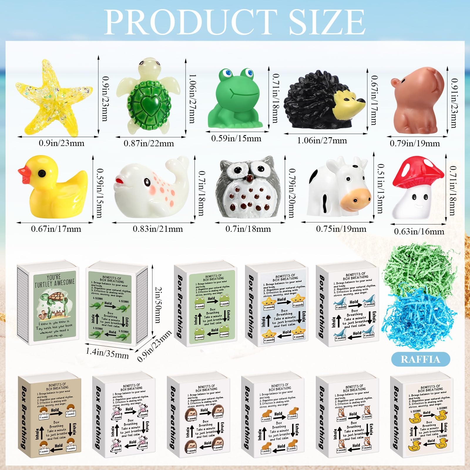 Soulchen 20 Set End of School Year Gift Mini Emotional Box Breathing Animals Inspirational Positive Support Gift for Employee Small Resin Animal Figurines with Pun Box for Teacher Nurse Office (Funny)