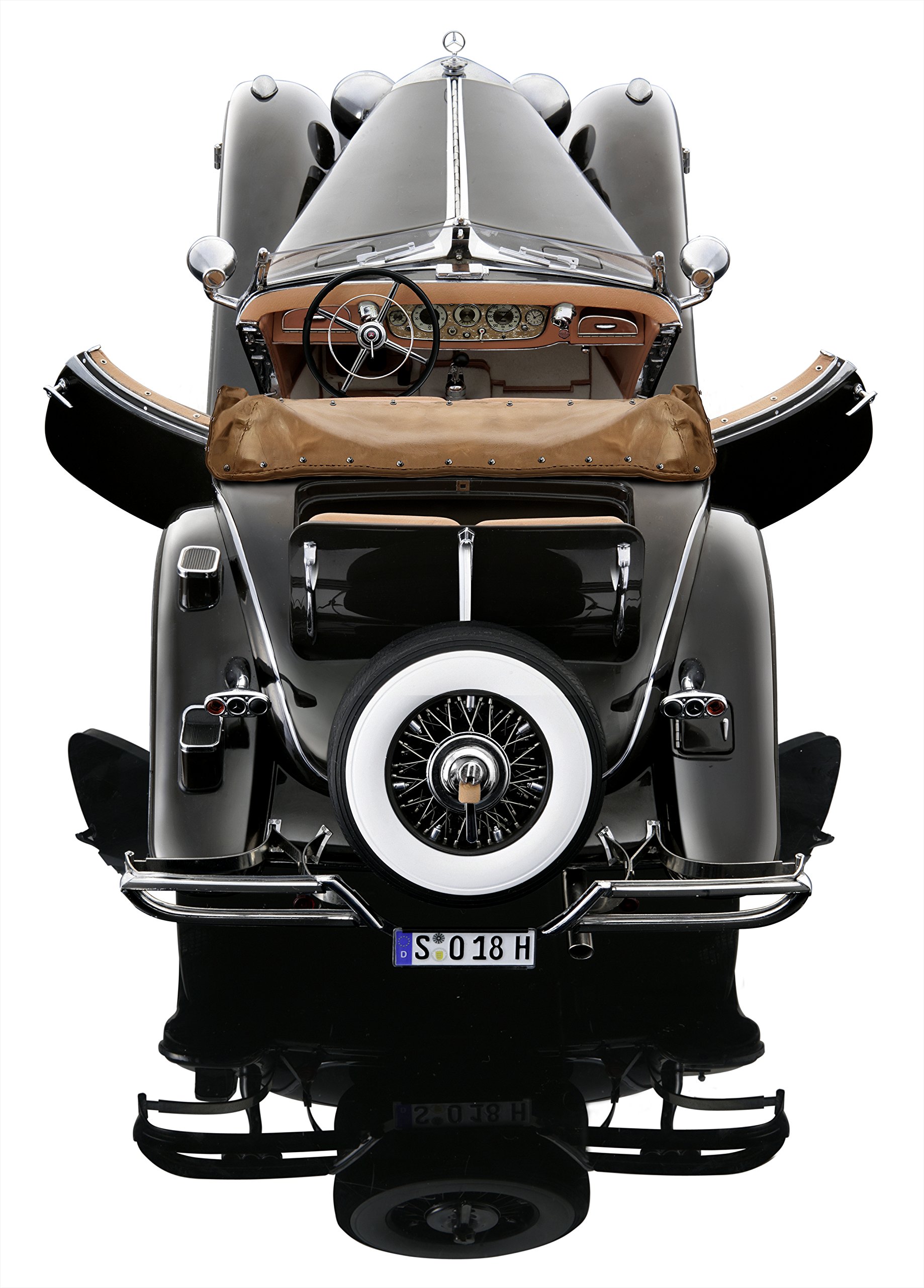 Bauer Exclusive Mercedes-Benz 500 K Spezial Roadster 1934: Originalgetreues, limitiertes Modellauto 1:12, Türen und Motorhaube beweglich, dunkelbraun (S018H)
