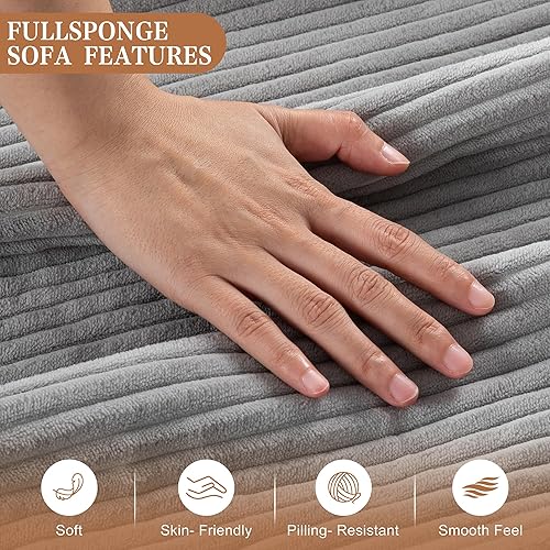 Miniatura 3 de Shintenchi Sofá modular tapizado moderno de 76 pulgadas, sofá en forma de L con otomana de almacenamiento y diván reversible para sala de estar,