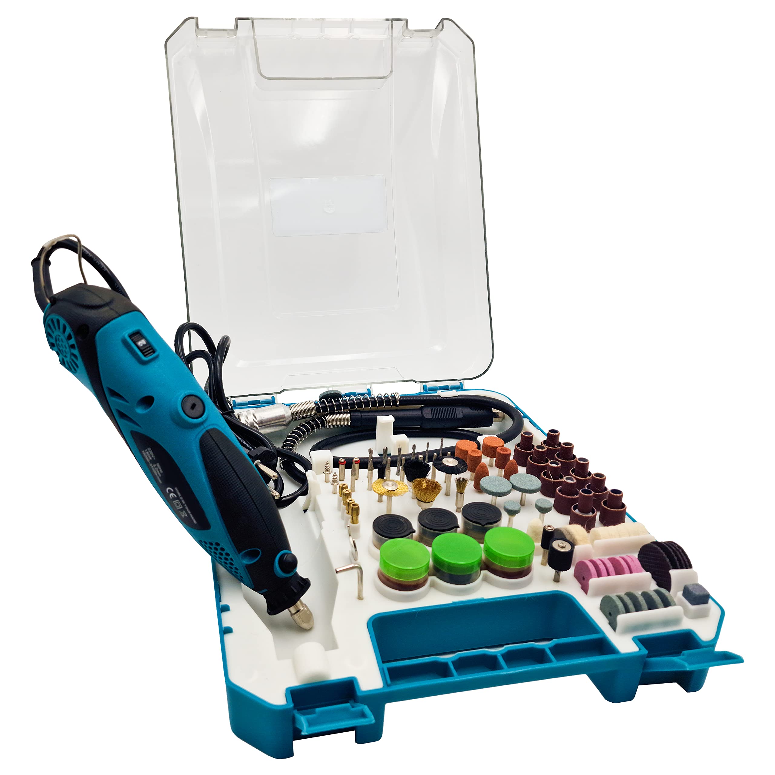 MAKA Trapano Multifunzione 6 Velocità con 211 Pezzi per Levigare Incidere e Perforare Mini Smerigliatrice 135W 23cm Lunghezza (211 pcs 135W)