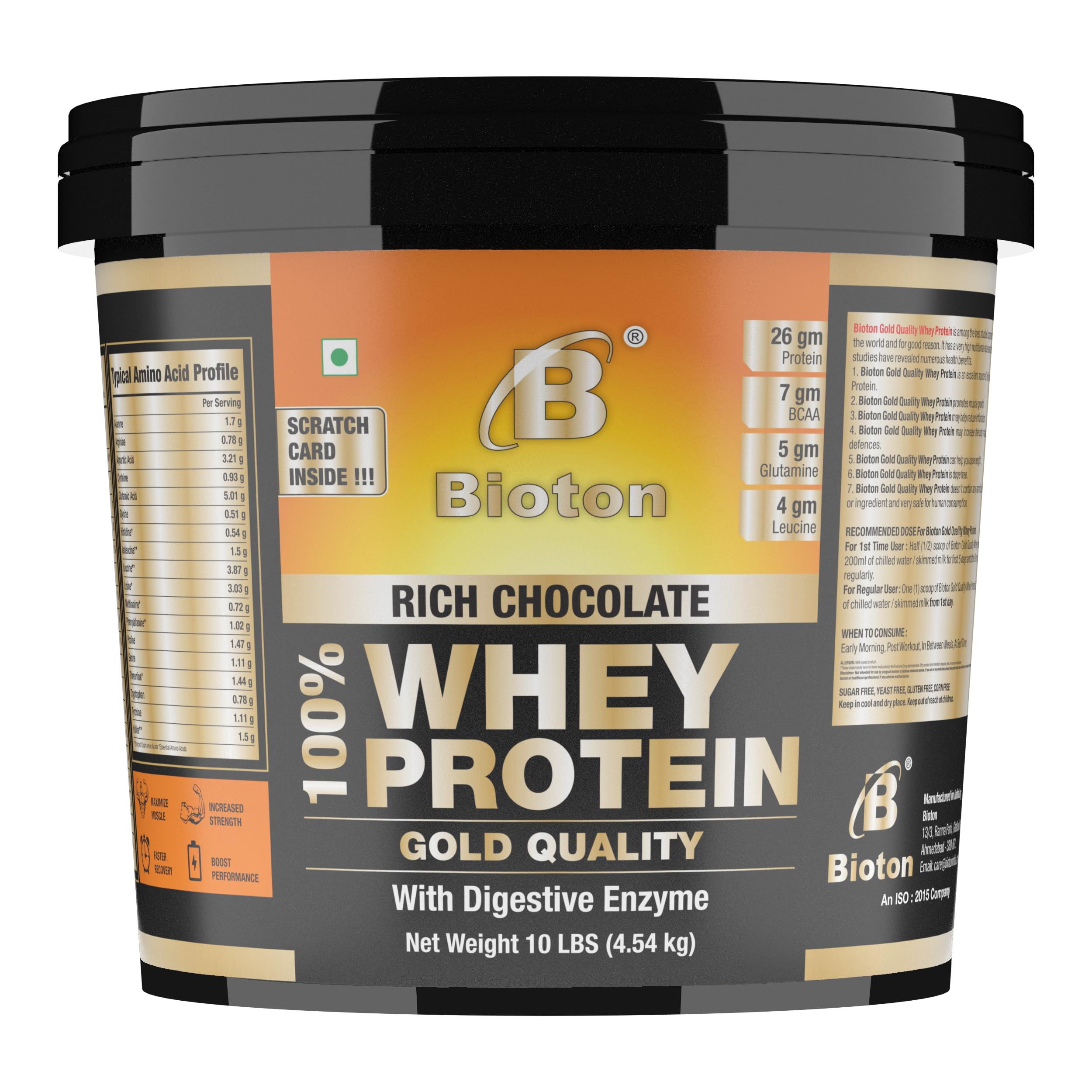 Bioton 100% Whey Protein | 10 LBS (4.54 Kg) | Rich Chocolate | Lab Tested 26 Gm Protein Per Serving | For Daily Intake, Muscle Growth & Recovery (B07VY6N5Q2) Amazon Price History, Amazon Price Tracker