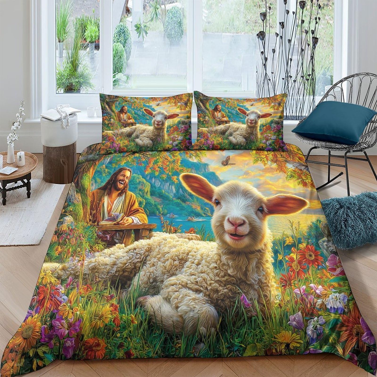 Housse de couette mouton respirante 260x220cm pour éviter la transpiration la nuit