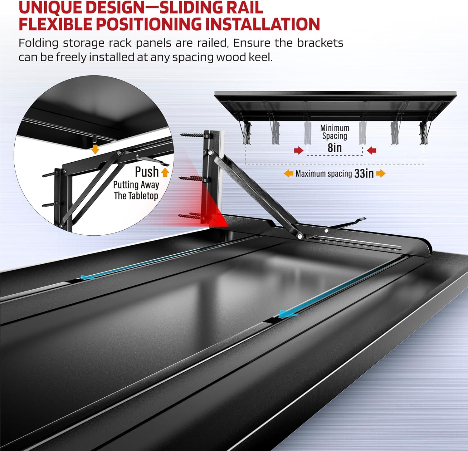 1.2x3FT Adjustable Garage Shelf Wall Mounted Fold Down Shelf Metal Heavy Duty Black 2Pack