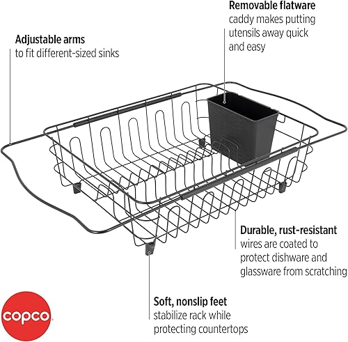 Miniatura 3 de Copco Escurridor de platos multiusos 3 en 1 para encimera, sobre el fregadero o en el fregadero con brazos expandibles para adaptarse a fregaderos