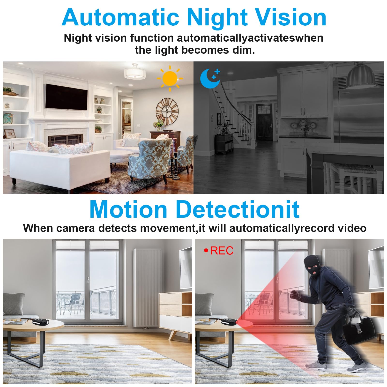 Mini BodyCam, 1080P HD Tragbare Kleine Kamera, MiniBody Kamera mit Nachtsicht/Bewegungsmelder Eingebautem Akku für Meetings/Outdoor-Aktivitäten