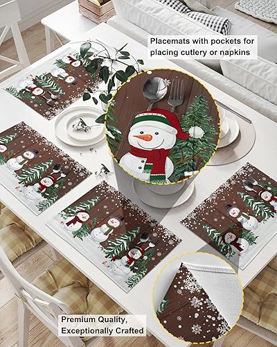 Miniatura 8 de Tie-Dye Table Placemats for Dining Table Set of 4,Cotton Linen Cloth Kitchen Place Mats with Pocket,Washable Burlap SquareRectangleRoundOblong Table