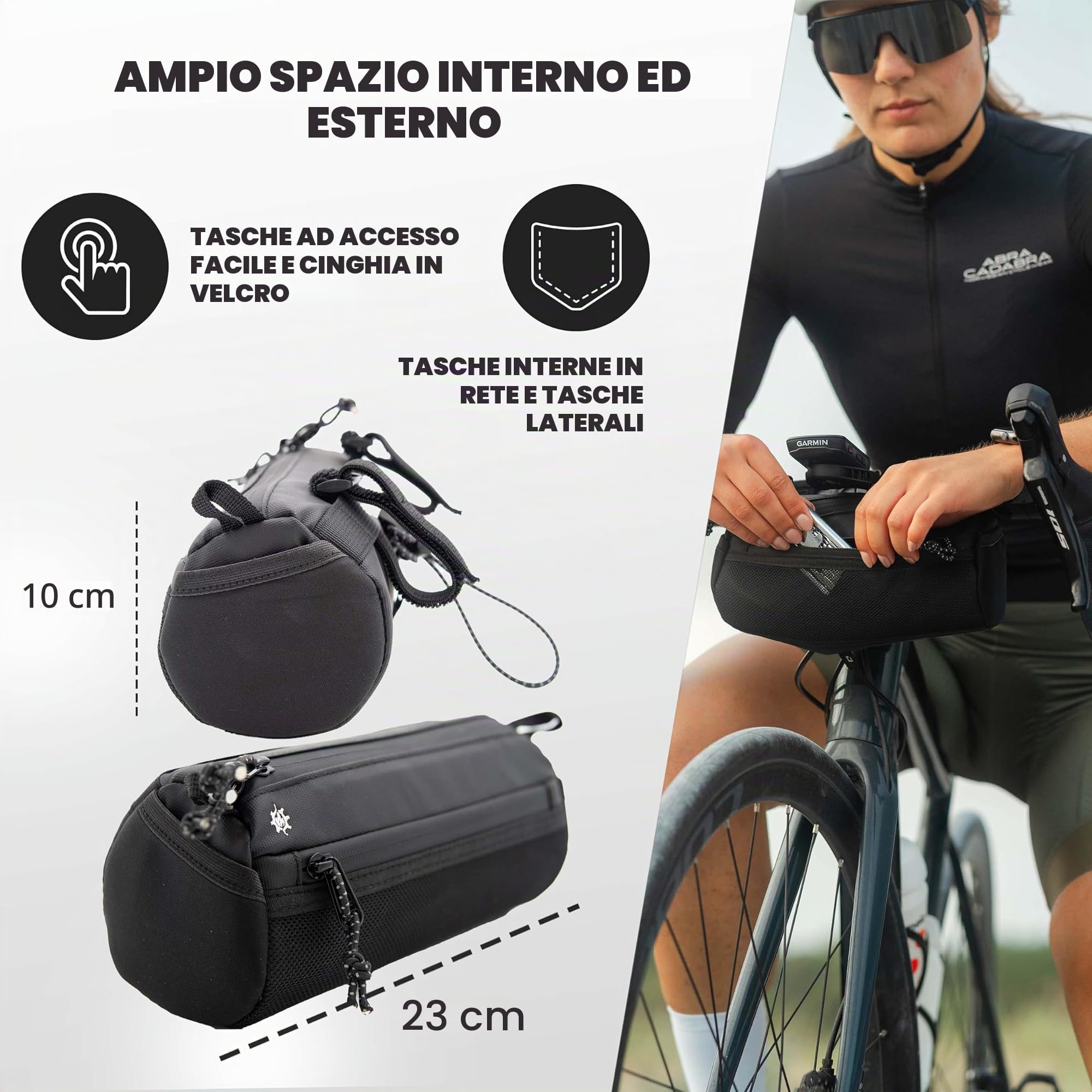Lumiere & Co. Bike Handlebar Bag, Bike Bag, Bicycle Handlebar Bag, Bike Front Bag, Mountain Bike Storage, Front Frame Storage, Bicycle Accessories, Bike Pouch for Bicycle (Black)