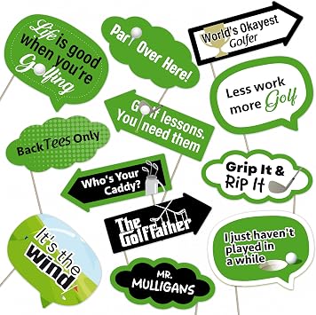 Golf Party Photo Booth Props Set Fun Golf-Themed Decorations for Tournaments, Birthdays, and Retirement Parties 12