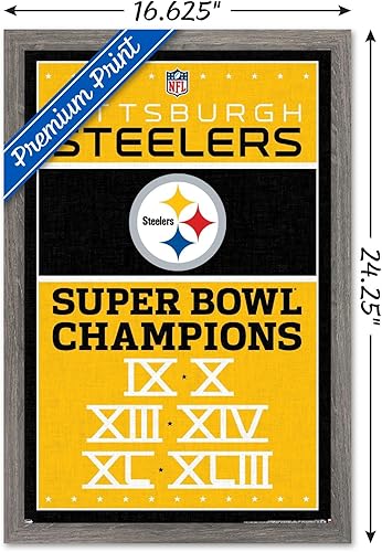 Miniatura 3 de Trends International NFL Pittsburgh Steelers - Póster de pared Champions 13, 14.725 x 22.375 pulgadas, versión enmarcada de madera de granero
