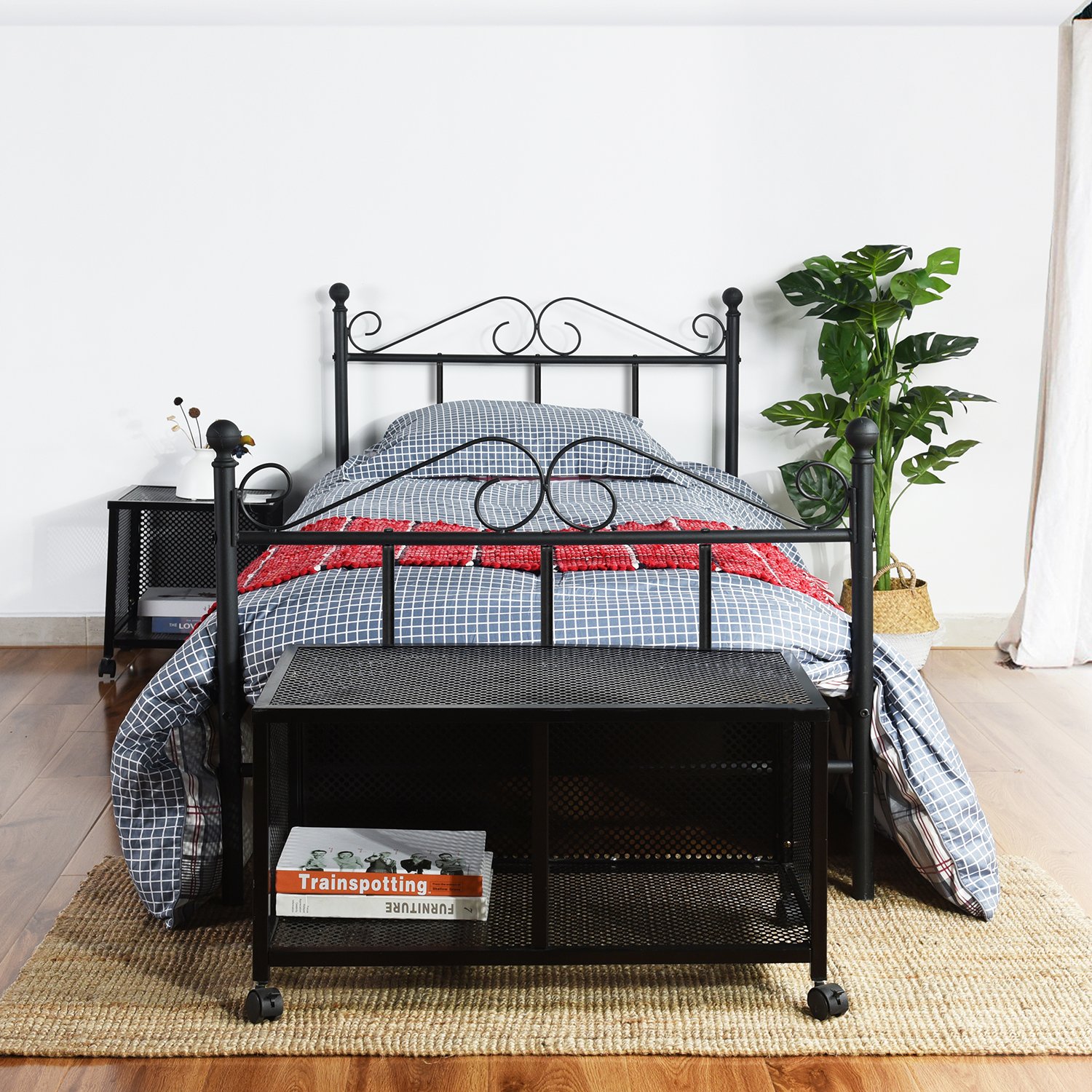 DORAFAIR Dagbed met lattenbodem, metalen bed, bedbank, slaapbank voor
