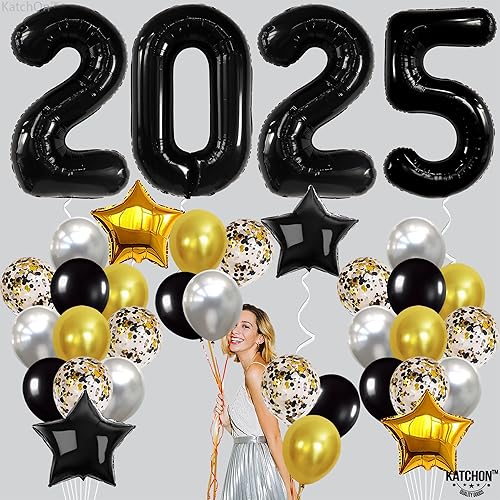 Miniatura 8 de Negro 2024 con globos de estrella y confeti