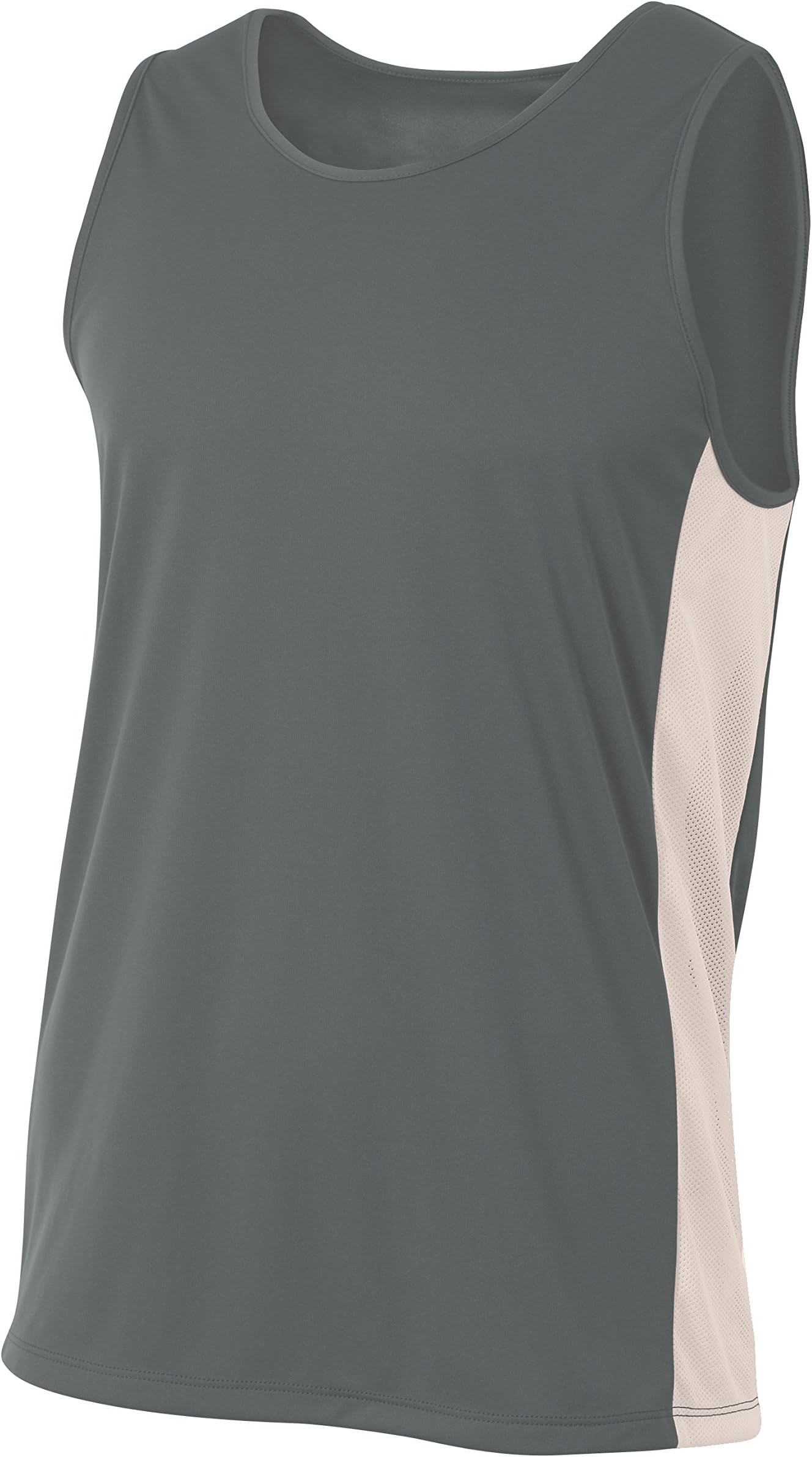 A4 Mens Pacer Singlet, Large, Graphite/White