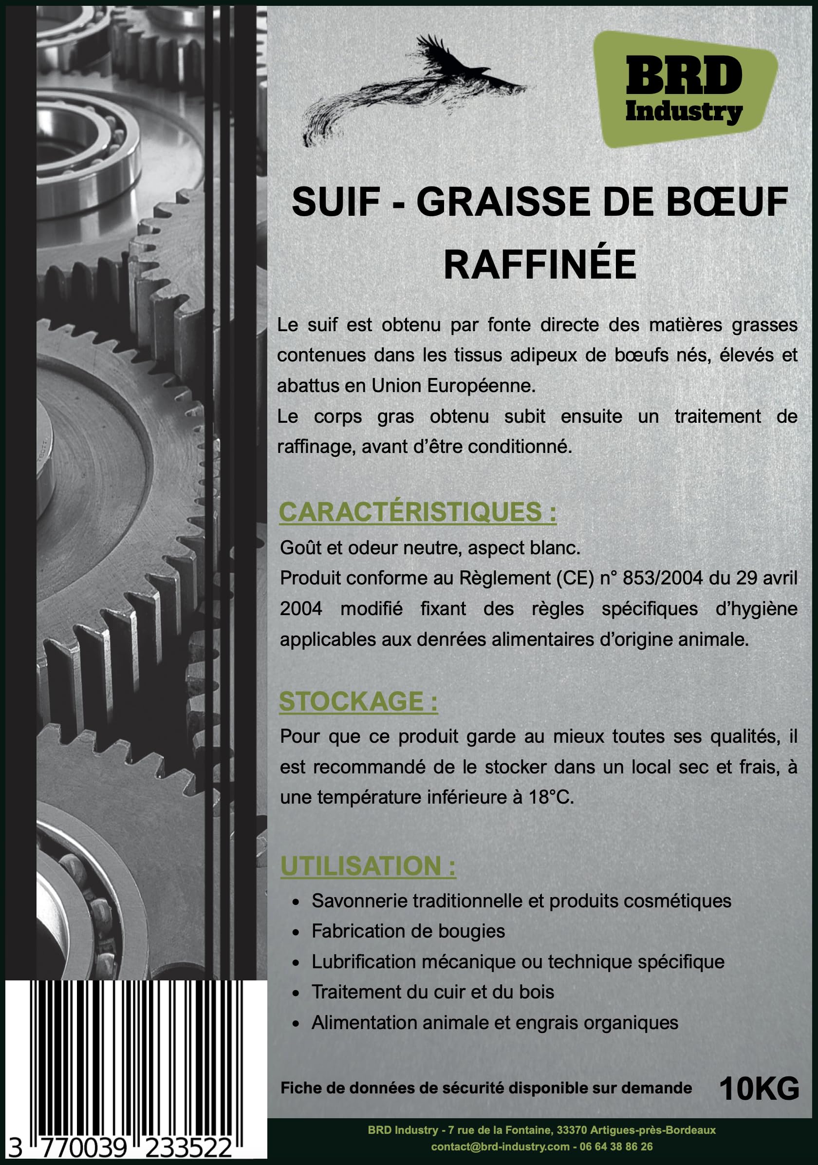 Suif - Grasa lubricante (10 kg)