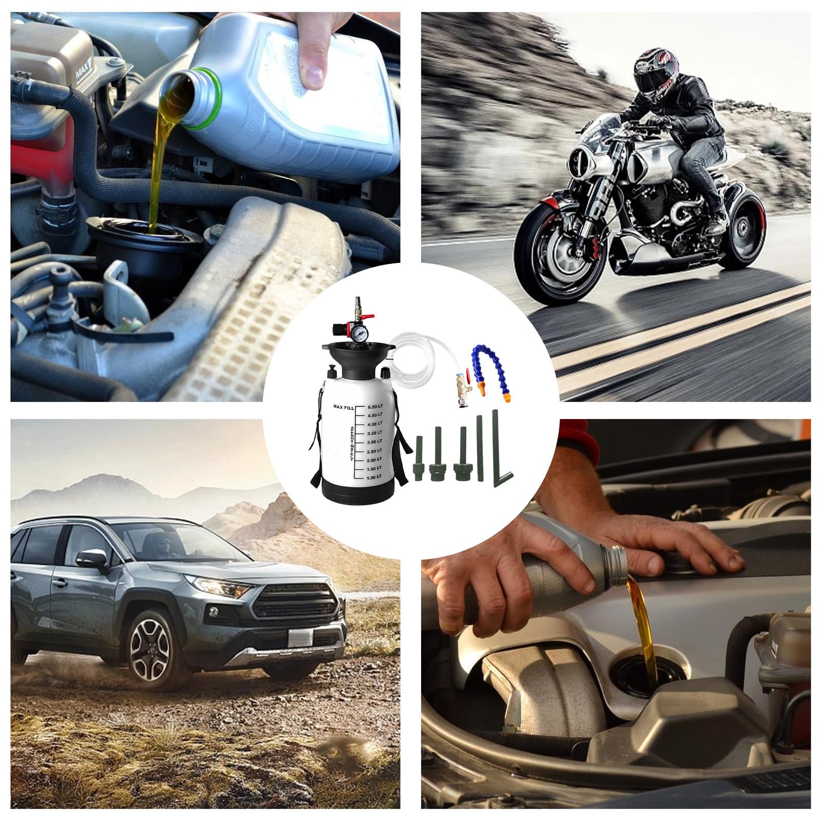 Kit De Bomba De Fluido De Transmisión - Bomba De Transferencia De Aceite Portátil 5L, Extractor De Fluido Con Accesorios | Bombas Automotrices Para El Taller De Garaje Rutina De Vehículos Ru