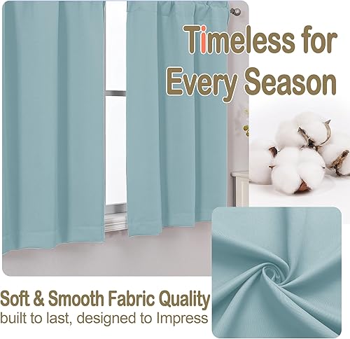 Miniatura 7 de OVZME Cortinas opacas turquesa para tratamiento de ventanas pequeñas, cortinas cortas con bloqueo de luz para ventana de cocina sobre el fregadero,