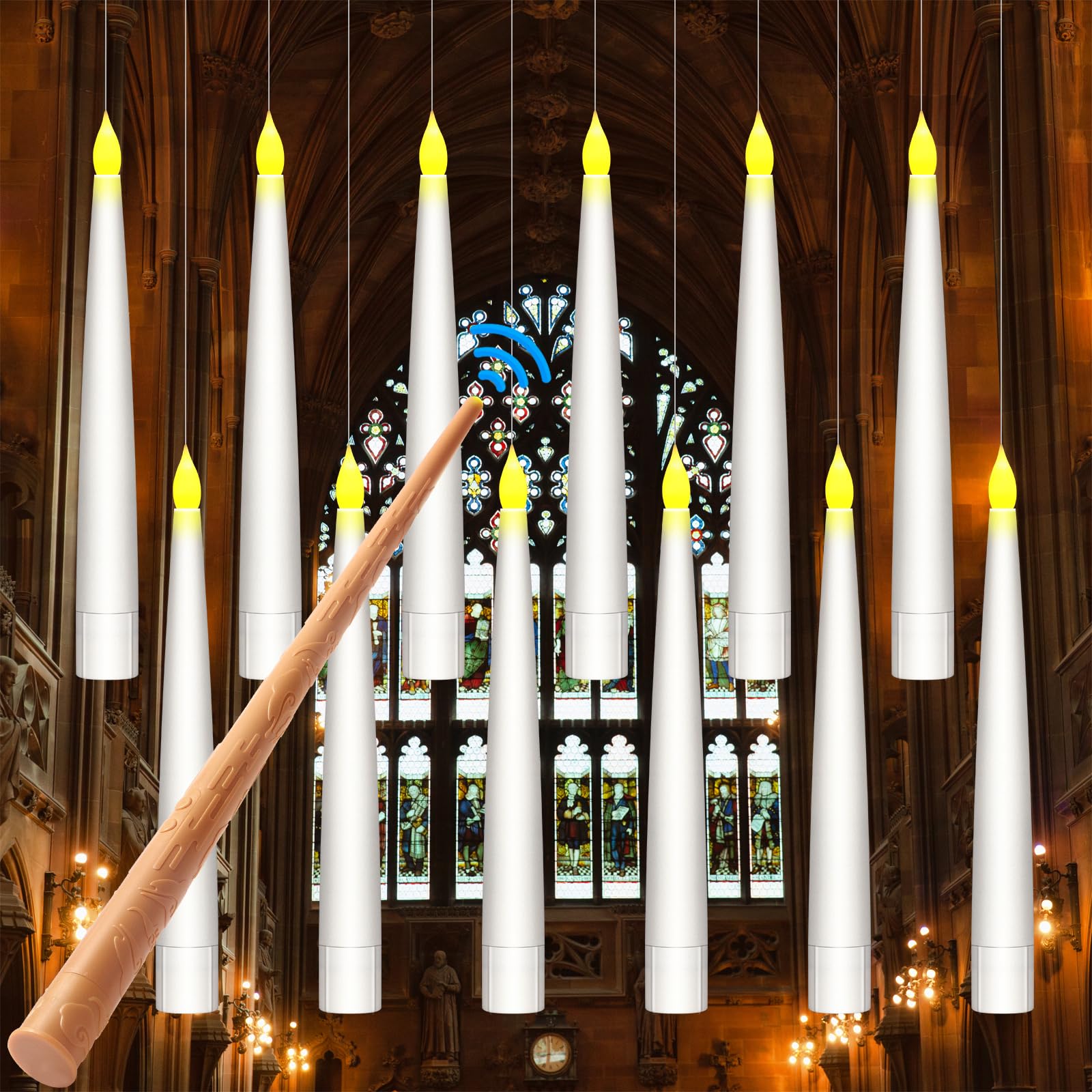 Lot De 12 Bougies LED Avec Télécommande à Baguette Magique Bougie Electrique Sans Flamme Fonction Flottante Convient Pour Noel Halloween 98942069