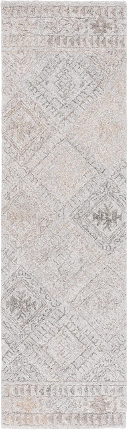 Safavieh Abstract Collection Runner Rug - 2'3" x 8', Grey & Beige, Geometric Design, Ideal for High Traffic Areas in Entryway, Kitchen & Bathroom (ABT880F-28)