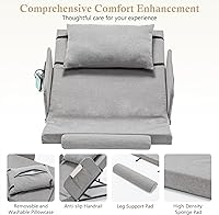 Vista 4 de Respaldo de cama eléctrico ajustable con rieles de seguridad, capacidad de 300 libras, rango de elevación de 4 a 68°, funda lavable a máquina, ideal