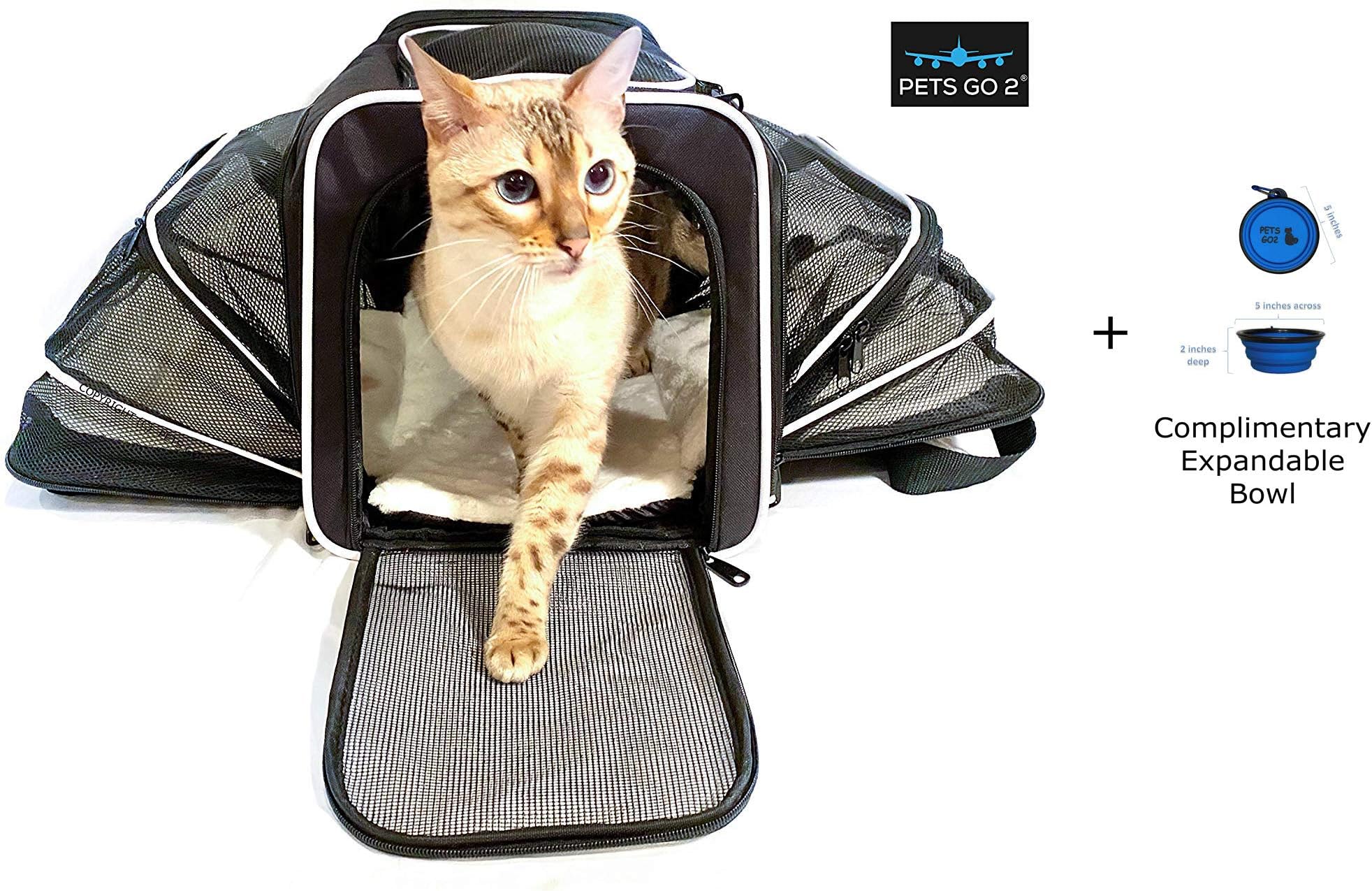 Pet Carrier For Dogs & Cats Airline Approved Expandable Soft Animal Carriers Portable Soft-Sided Air Travel Bag Best For Small Or Medium Dog And Cat 18 x 12 x 12 Inches Black w/White