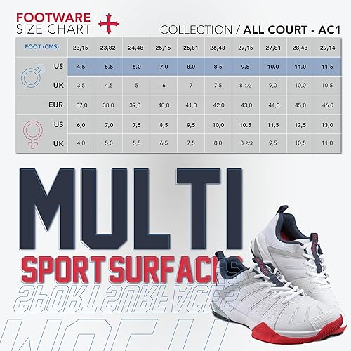 Miniatura 6 de Teuton, AC1 Tenis para todo tipo de canchas, squash, tenis, balonmano, pádel, voleibol, pickleball, zapatos de interior