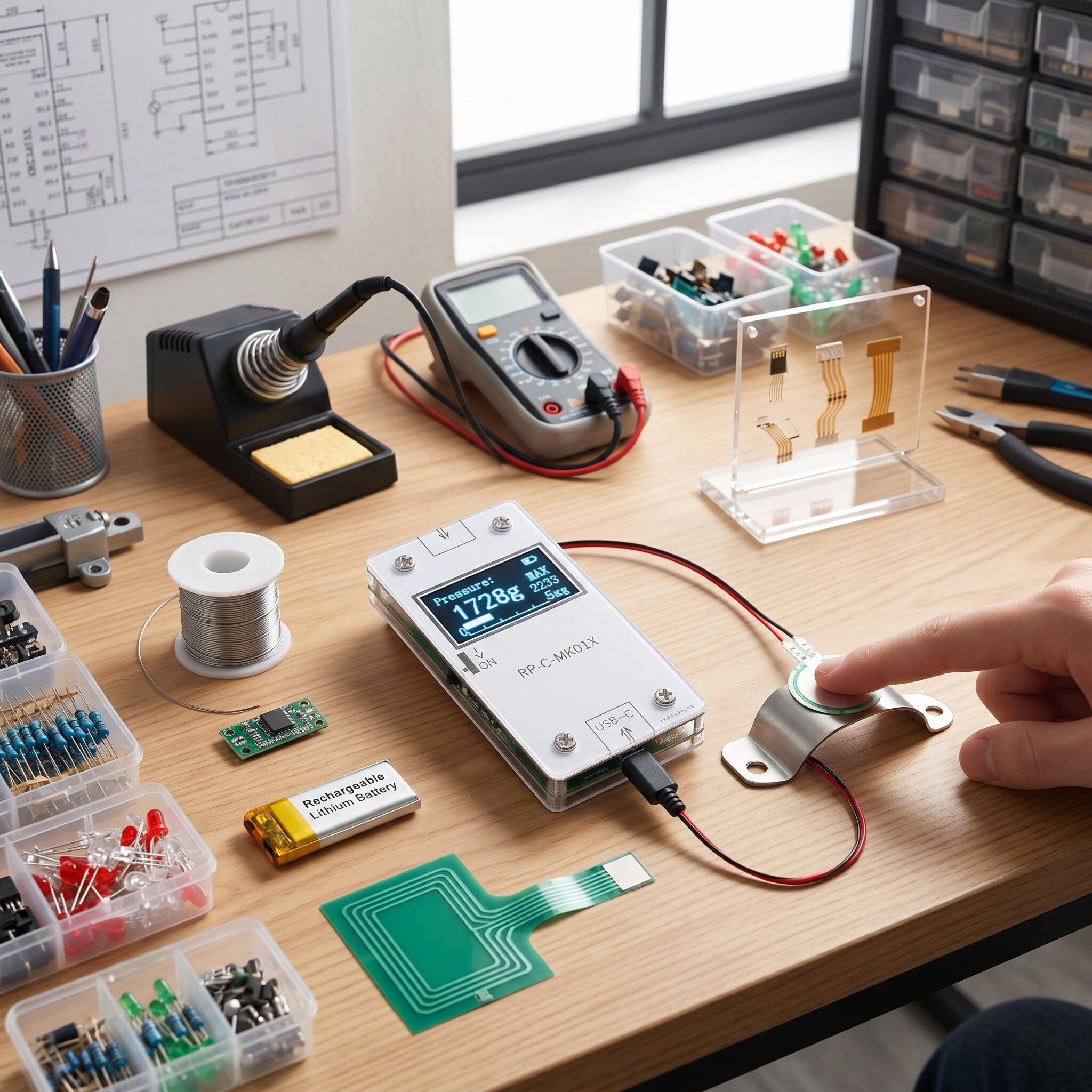 Sensores de presión ultrafinos RP-C-MK01, módulo de medición flexible para electrónica y robótica, compatible con 3,3 V – 4,2 V, kit de bricolaje para proyectos DIY