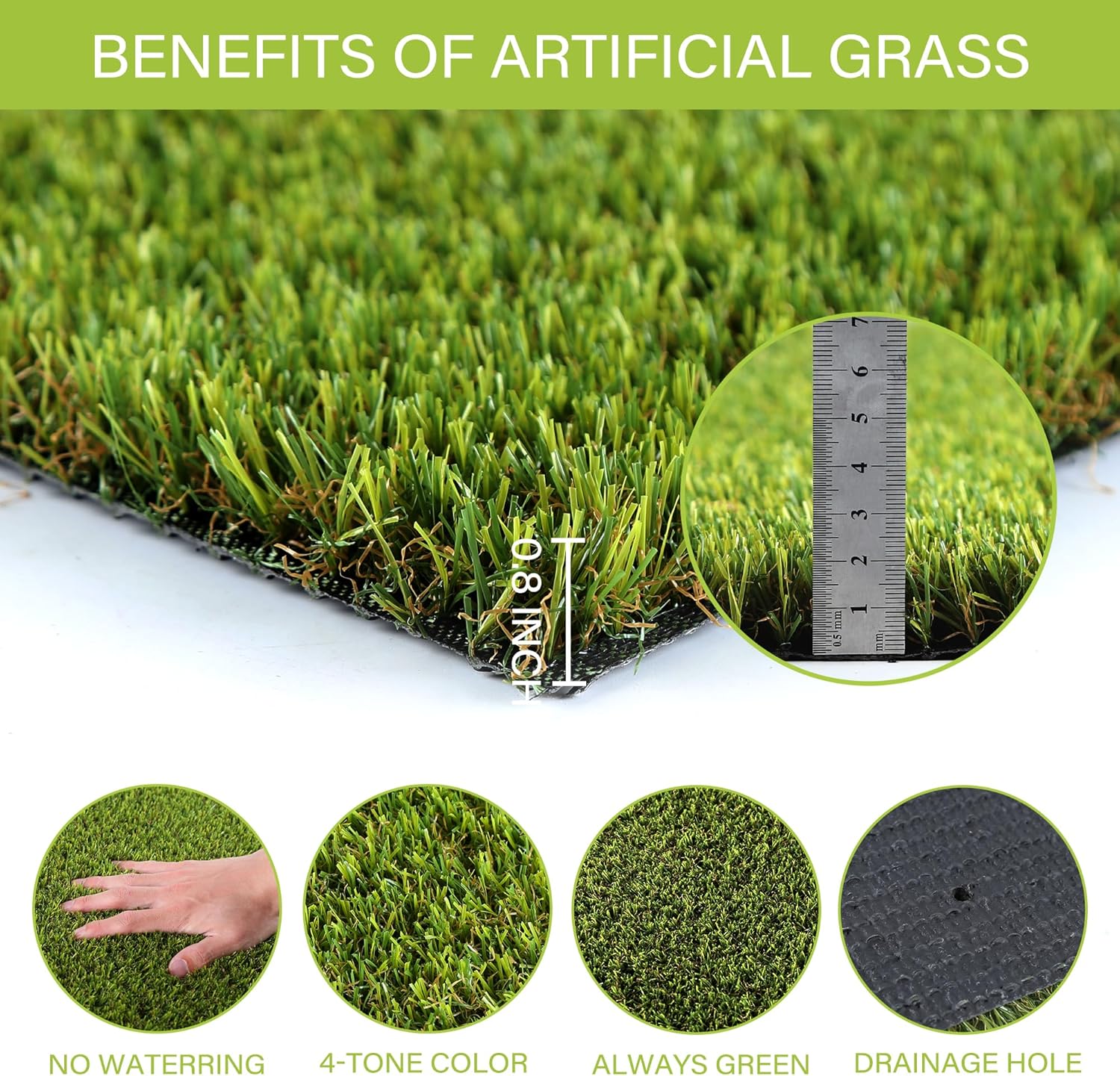 SUNTURF Dog Grass Pads 4 x 6 FT, 0.8 Inch High Pile Artificial Grass Pads for Dogs Potty, Fake Grass Rug Indoor Outdoor Lawn Landscape for Garden Turf Mat for Dogs Training
