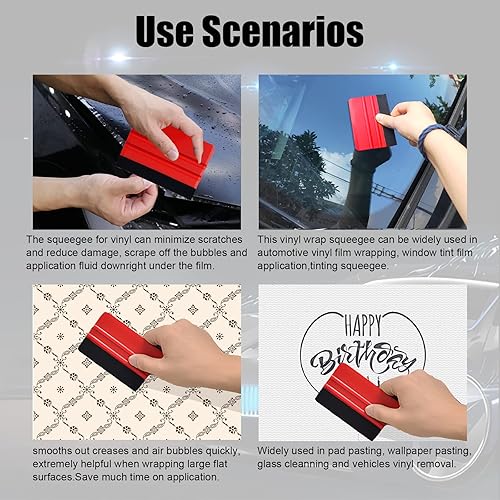 Miniatura 6 de RBOKO 2 espátulas para vinilo kit de herramientas de envoltura de automóvil espátula de vinilo de borde de fieltro de plástico para envoltura de