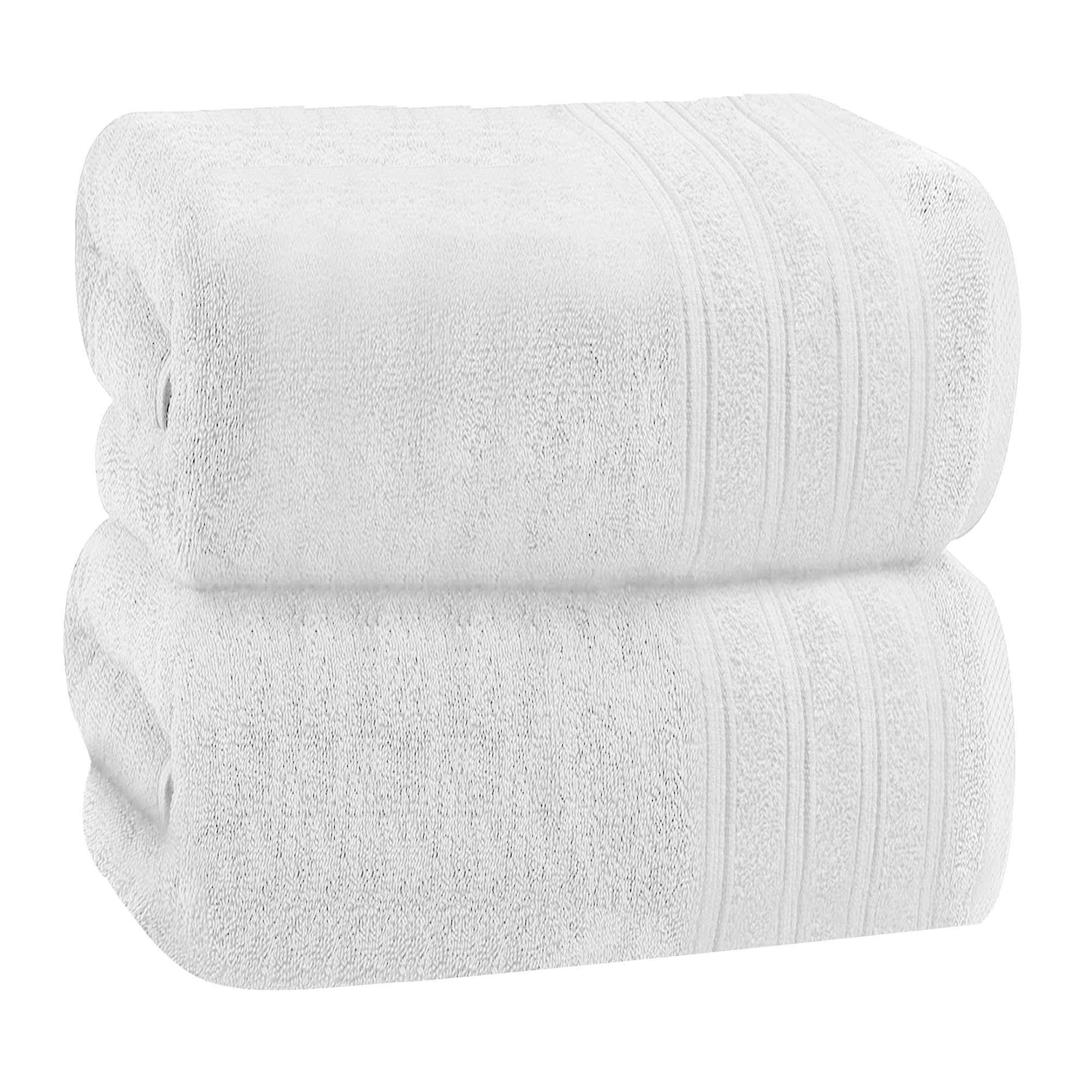 Velosso 2 Pack Hampi Super Jumbo Bath Sheets Luxuriously Soft, Highly Absorbent 100% Combed Ring Spun Cotton, Oversized Thick Bath Sheets 100 x 200 cm, Premium Bath Sheets Spa & Hotel (White)