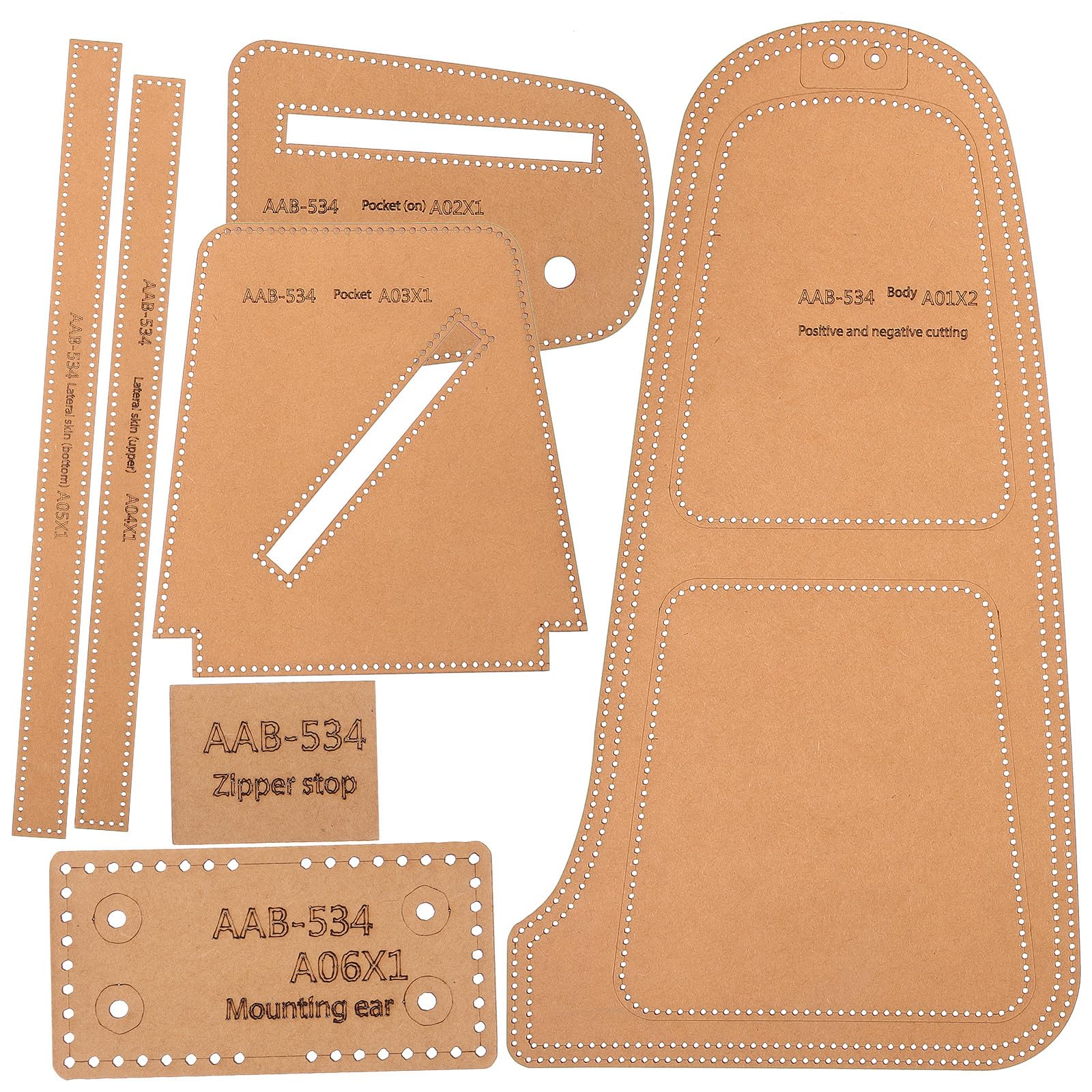 Gatuida 7 Stück Schnittmuster für Leder Brusttaschen mit Präziser und Vielseitiger Gestaltung aus Kraftkarton für Lederhandwerk und Selbstgemacht Projekte