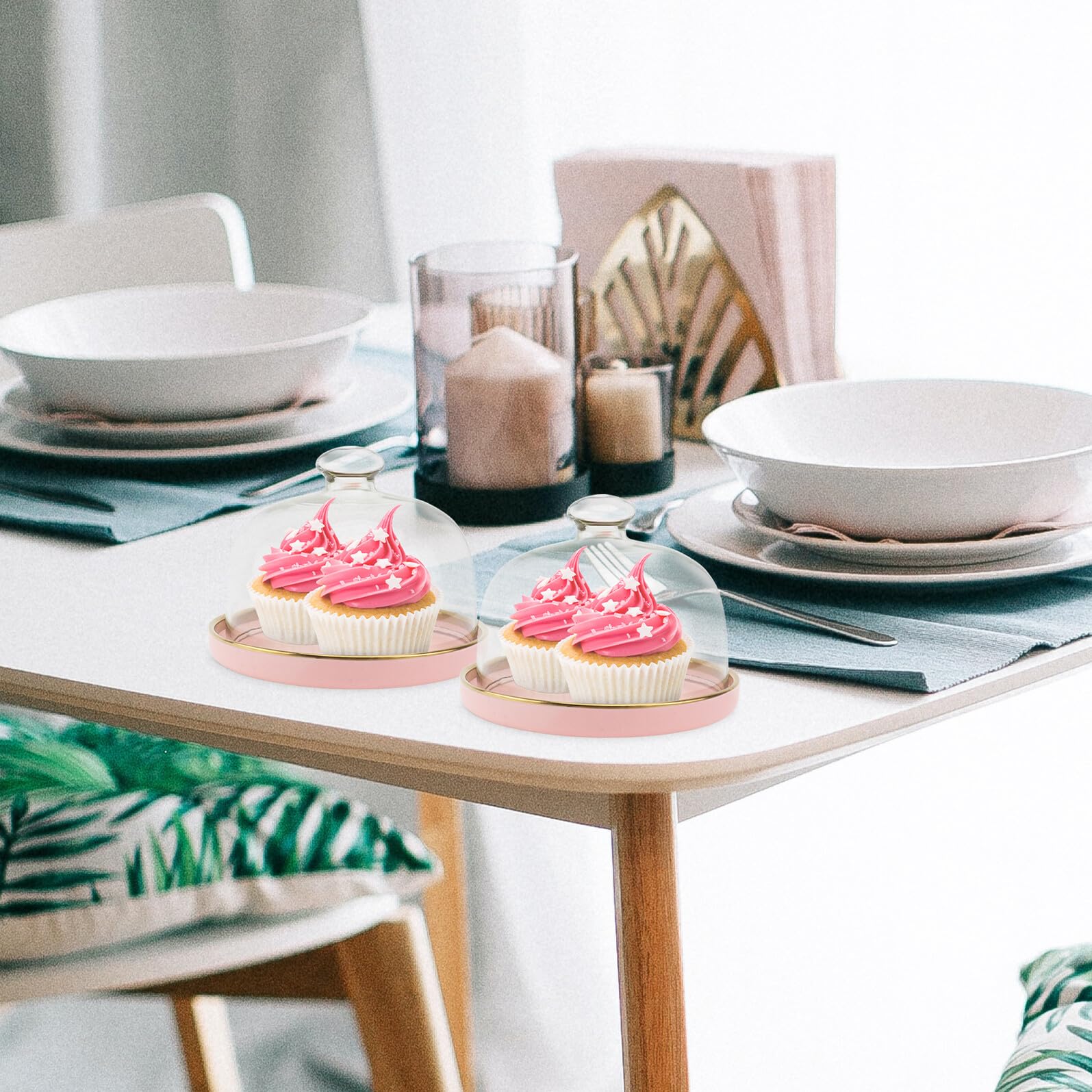 Couvercle Transparent pour Gâteau avec Plateau Ensemble de Couvercles Verre et Céramique pour Gâteaux et Snacks