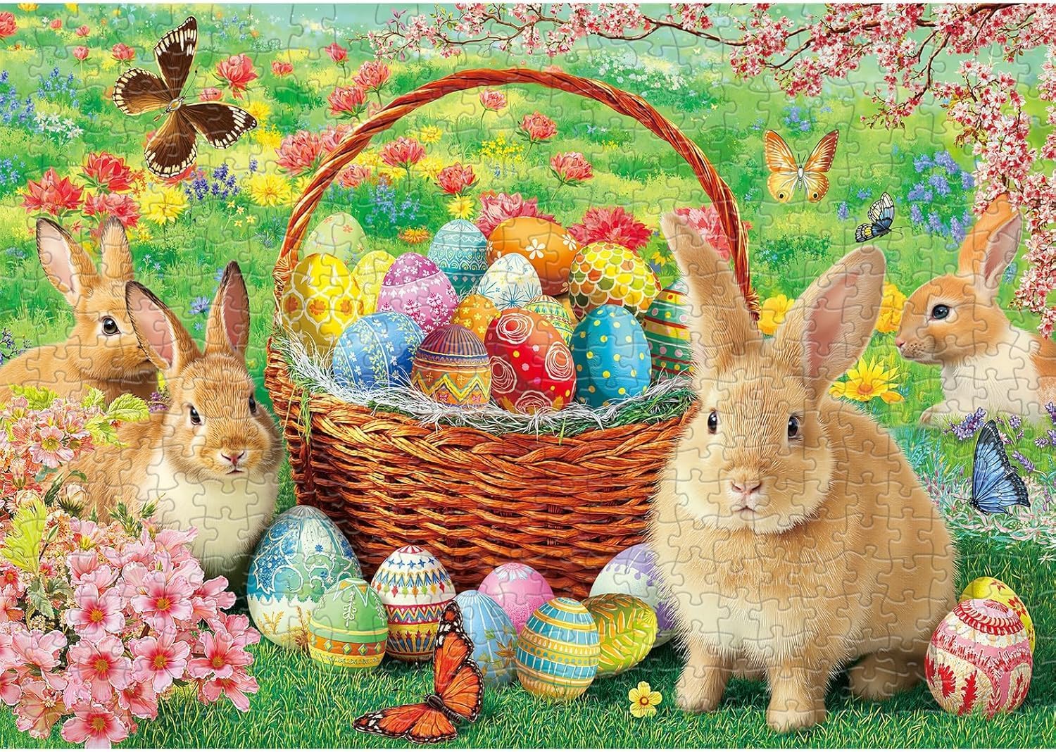 Noceba Easter Eggs 500 Piece Puzzle, Easter Bunny 500 Piece Puzzles for Adults, Challenging Flower Garden Puzzle for Adults, Great Easter Jigsaw Puzzle Gift for Family