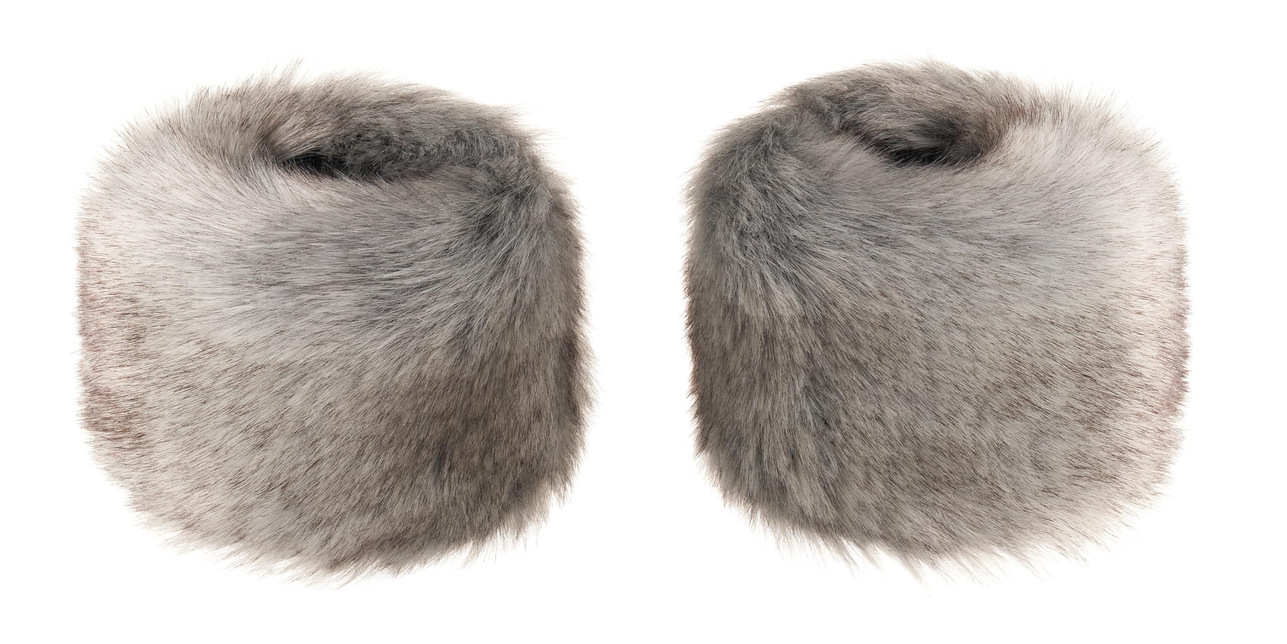 Futrzane Women's Silver Siberian Siberian Cuffs - Fur Wrist Cuffs For - Fluffy Warmers For Sleeves (Silver Siberian)