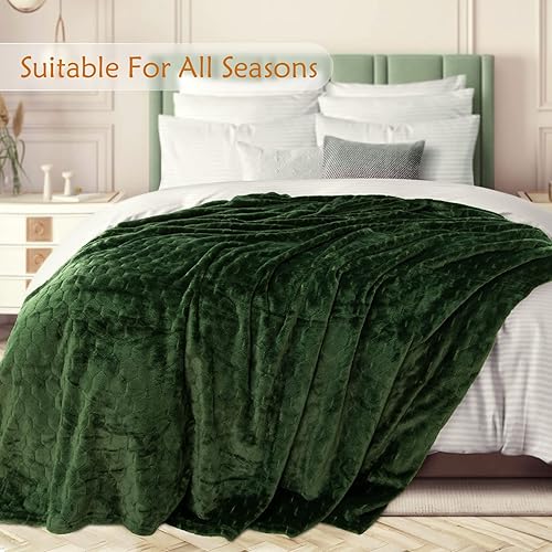 Miniatura 9 de TOONOW Manta de cama de vellón tamaño Queen de 90 x 90 pulgadas, manta de felpa supersuave y mullida con patrón geométrico, acogedora manta de