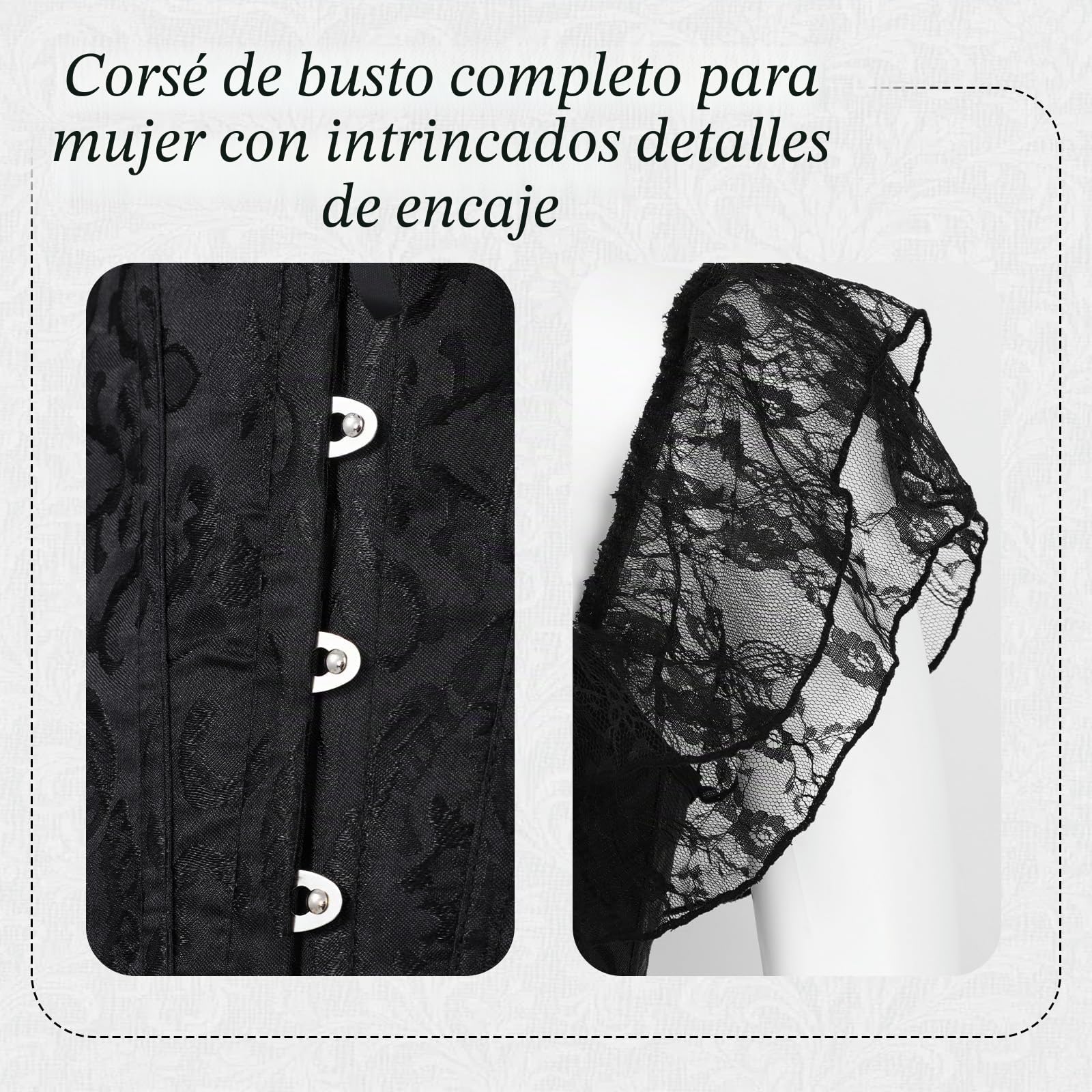 SUKUTU Corsé de pecho completo para Mujer con Tirantes de Encaje parte superior ajustada al Cuerpo corsé gótico Retro con cierre Frontal Ropa interior moldeadora
