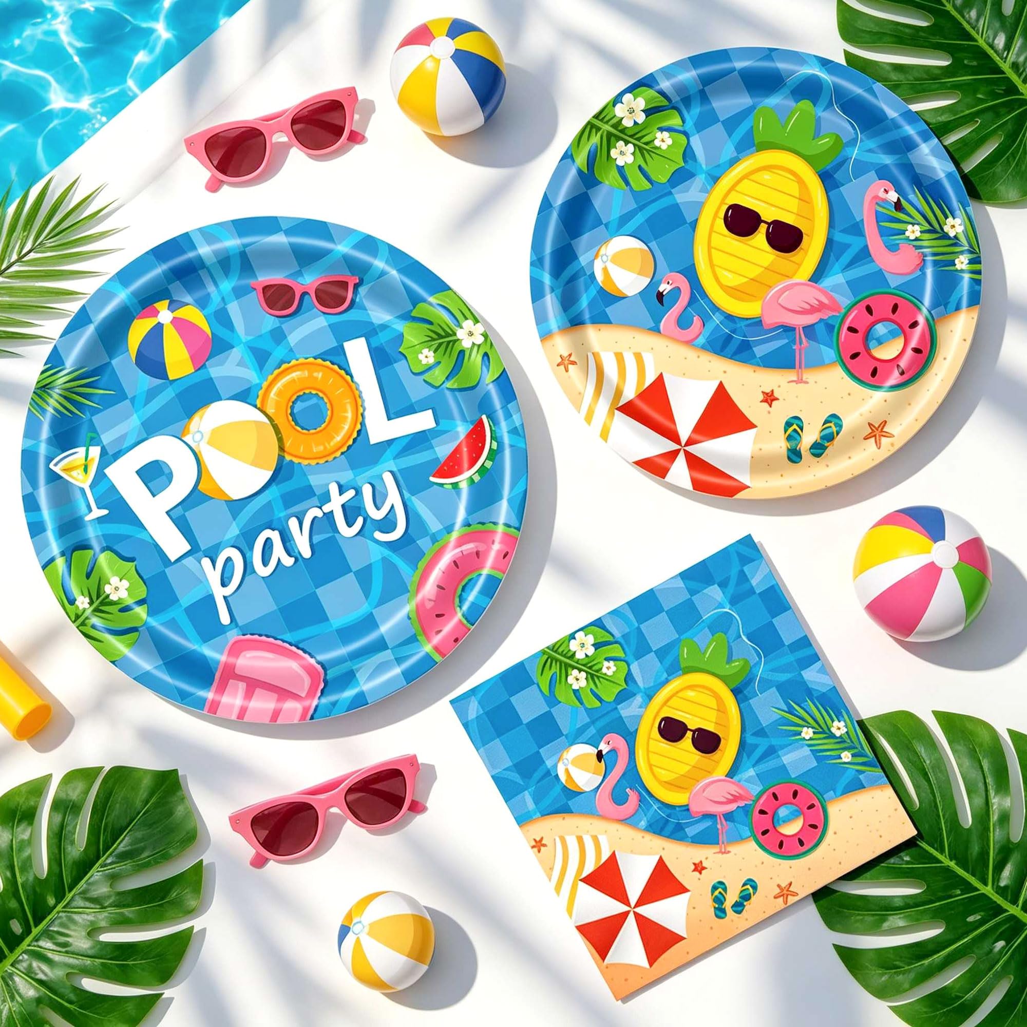 Swimming Pool Party Supplies Beach Party Plates Napkins Pool Party Tablecloth Swimming Pool Party Favors Beach Party