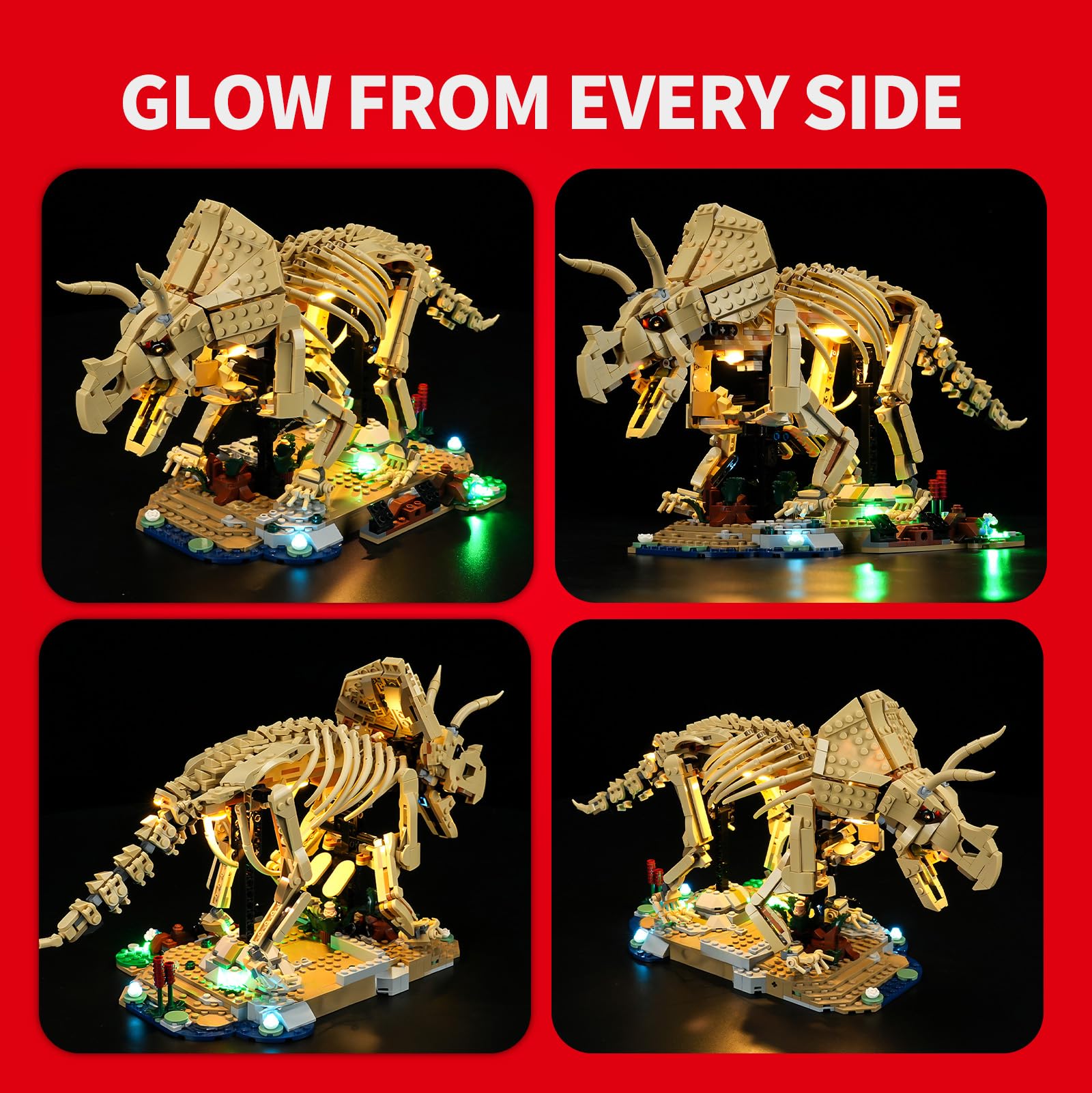 BRIKSMAX Zestaw oświetlenia 2.0 kompatybilny z Lego Jurassic World Dinosaur Fossils: Triceratops 77985 - oryginalne zestawy oświetlenia LED (tylko akcesoria) do wyświetlacza, prezentów i kolekcjonerów