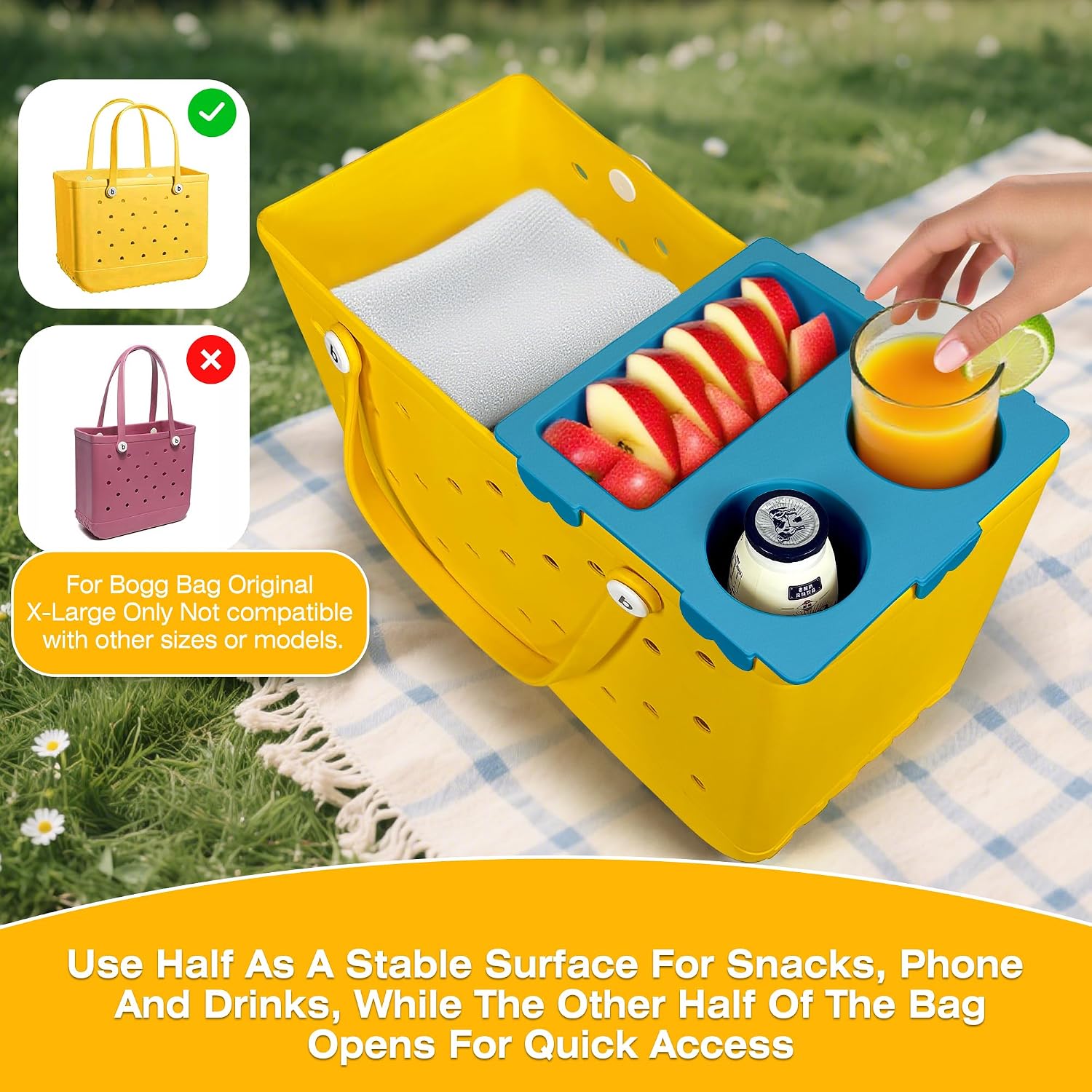 Topper Tray for Bogg Bag XL,Bogg Bag Accessories,Bag Bottom fit,Ideal for Beach, Pool & Outdoor Trips, Easy to Clean (Light Blue)