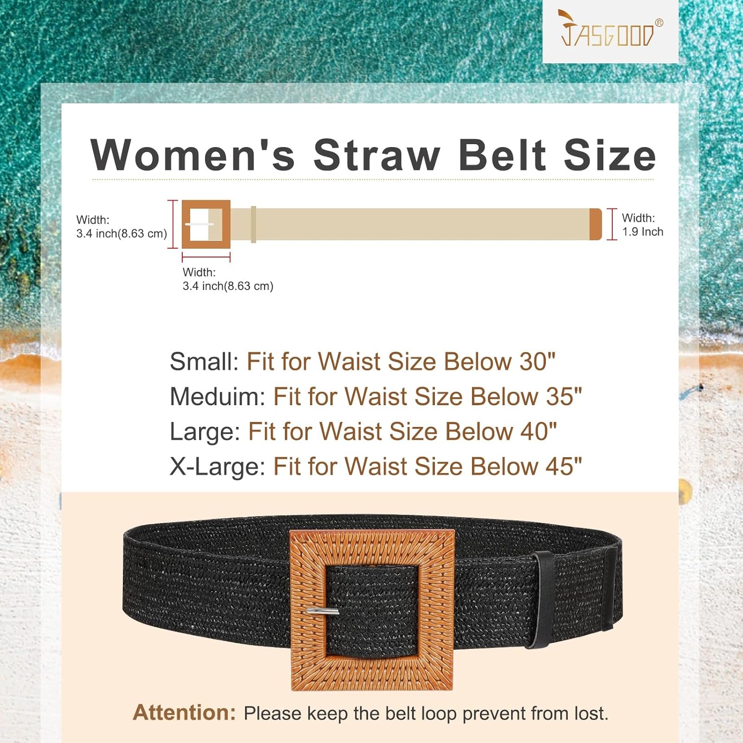 JASGOOD Straw Woven Elastic Stretch Belts Women Raffia Dress Waist Band Boho Ladies Braided Dress Belts - Image 8