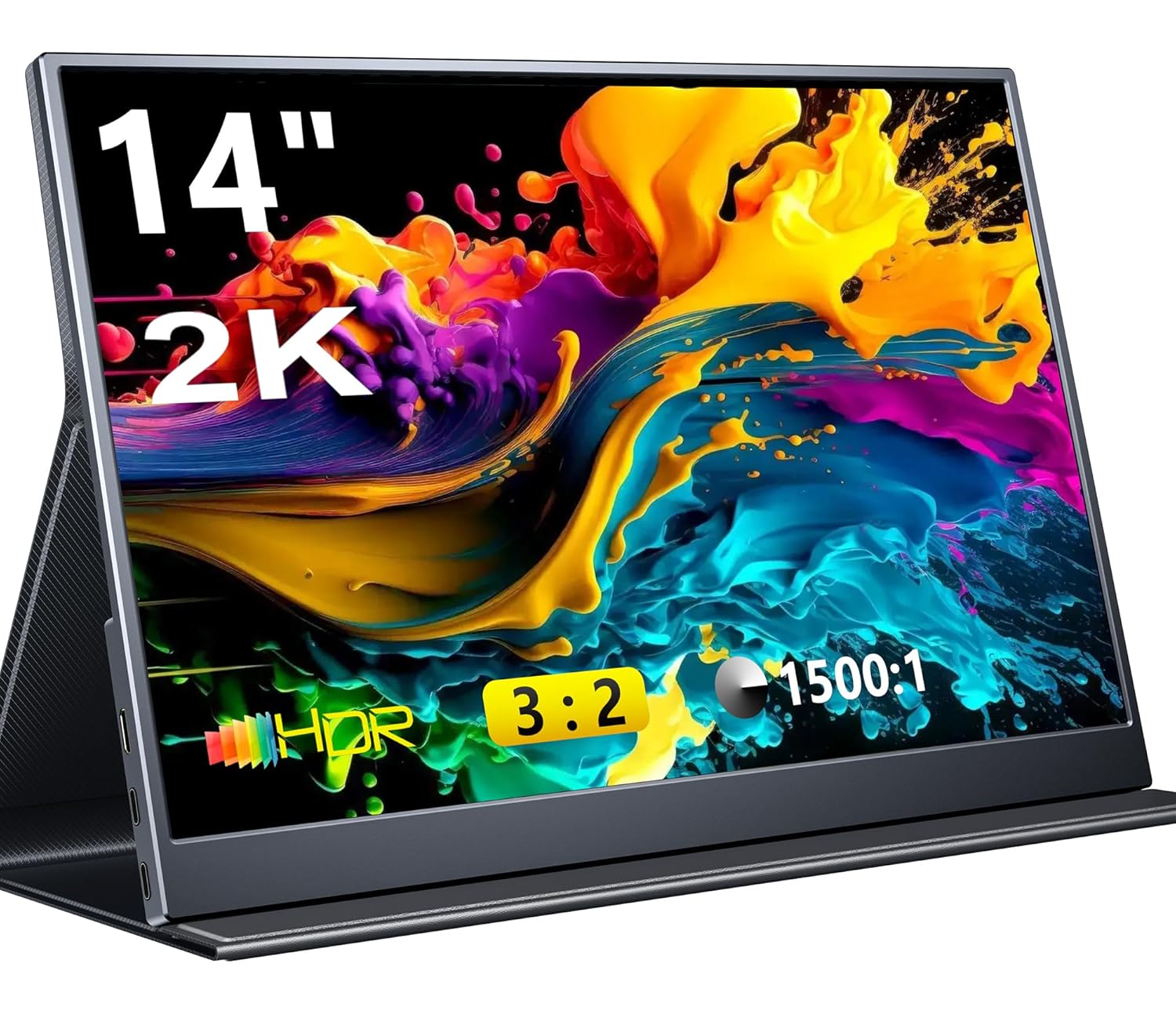 WIAONE 2K Portable Gaming Monitor, 14″ 3:2 QHD IPS Laptop Monitor, Dual USB C HDMI Laptop Screen Extender, Gaming Display with 2 Speakers, Travel Monitor for Laptop PS4/5 PC Phone Xbox Switch