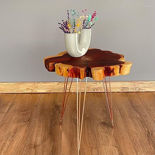 Miniatura 4 de Mesa auxiliar para sala de estar, mesa auxiliar de cedro rojo, mesa de centro rústica, decoración del hogar de madera, madera maciza recuperada
