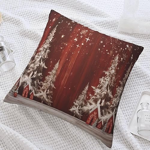 Miniatura 5 de Fundas de almohada de árboles de Navidad con copos de nieve, fundas de cojín rojas, fundas de almohada de invierno, fundas de almohada decorativas