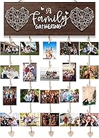 Vista 1 de Marcos de Fotos Collage para Decoración de Pared, Exhibidor Colgante de Fotos de Madera Rústica con Clips - Sostiene 20 Fotos de 4x6 Pulgadas