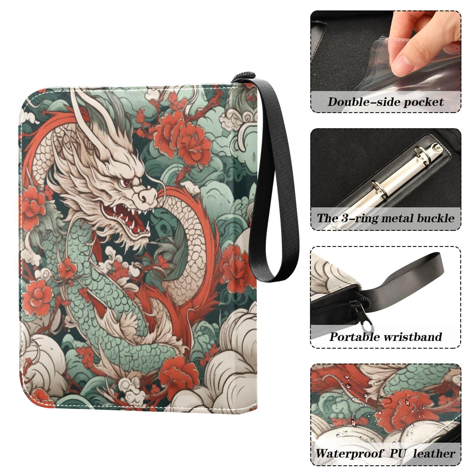 Amazon.com: GOODOLD Japanese Dragon Card Binder 4-Pocket, 400 Pockets Card  Holder with 50 Removable Sleeves and Zipper for Games Baseball Football  Sports Card : Toys & Games