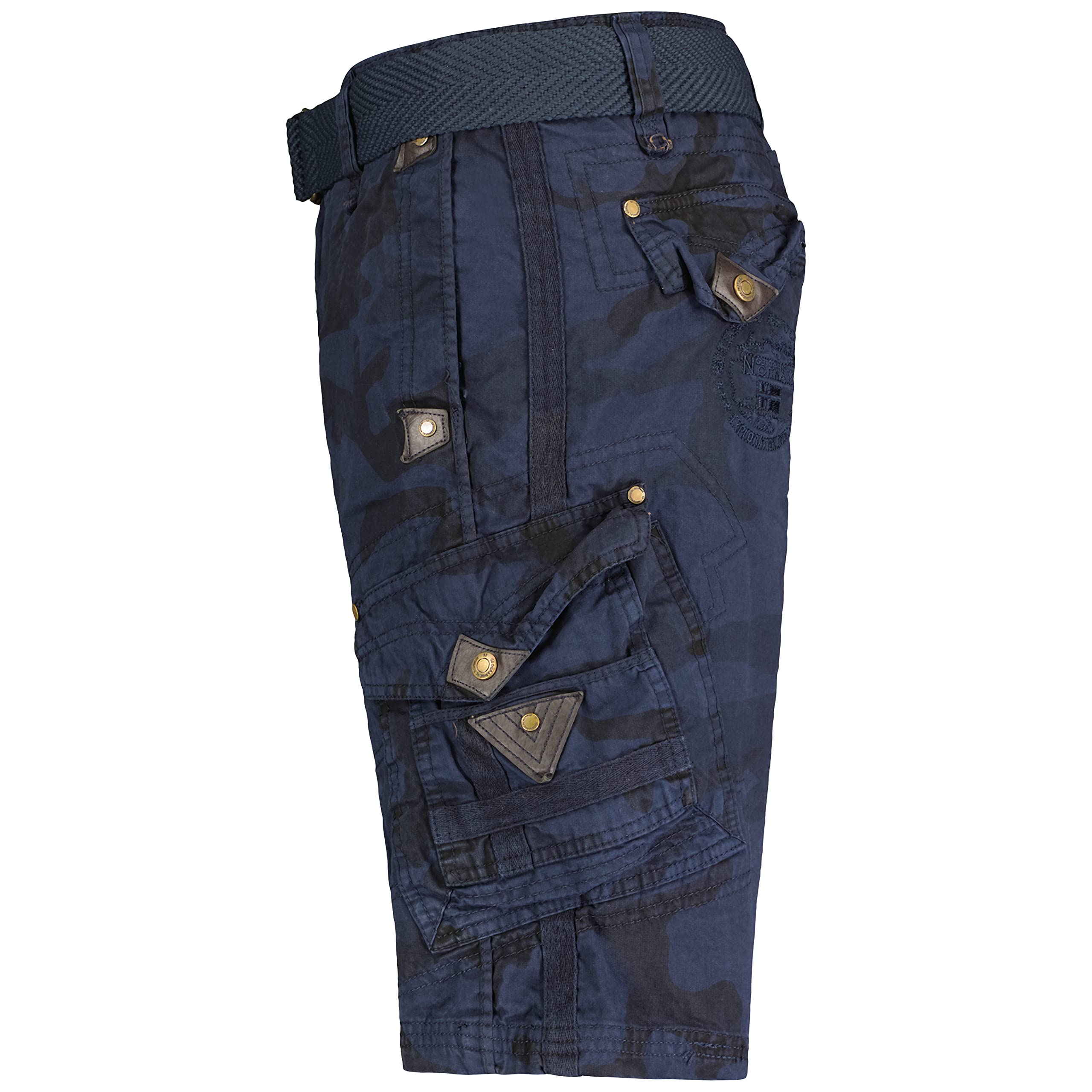 Geographical Norway Peanut Men – Bermudy męskie casual z bawełny, szorty męskie, sportowe bojówki, z oddychającego materiału, z paskiem, wygodny klasyczny fason