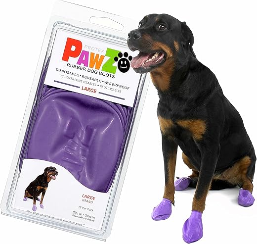 Pawz Purple Water-Proof Dog Boot, Large, Up to 4-Inch, 12 Disposable-Reusable Boots